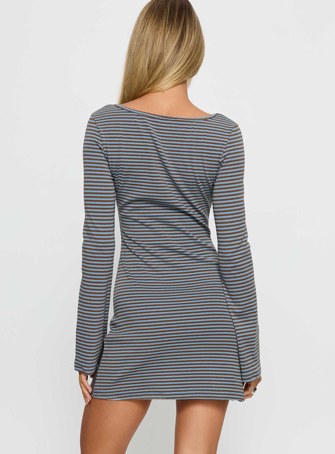 Bryanna Long Sleeve Mini Dress Blue / Brown - Image 5
