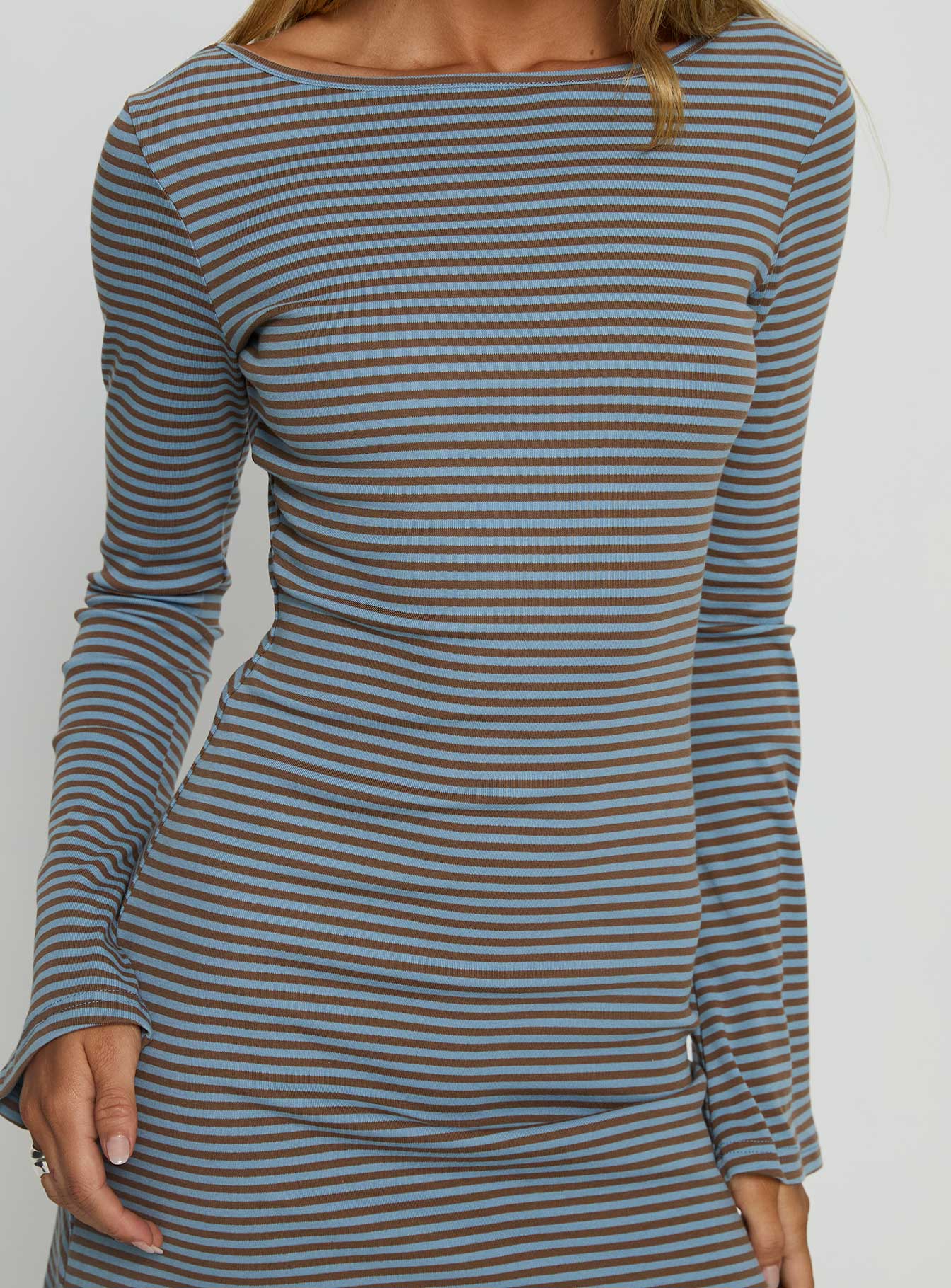 Bryanna Long Sleeve Mini Dress Blue / Brown - Image 6