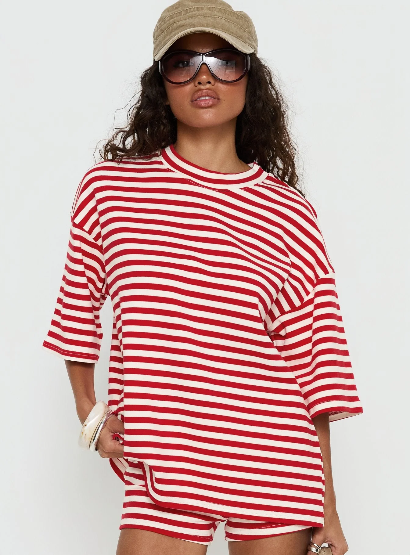 Bryanne Short Sleeve Top Red Stripe - Image 2