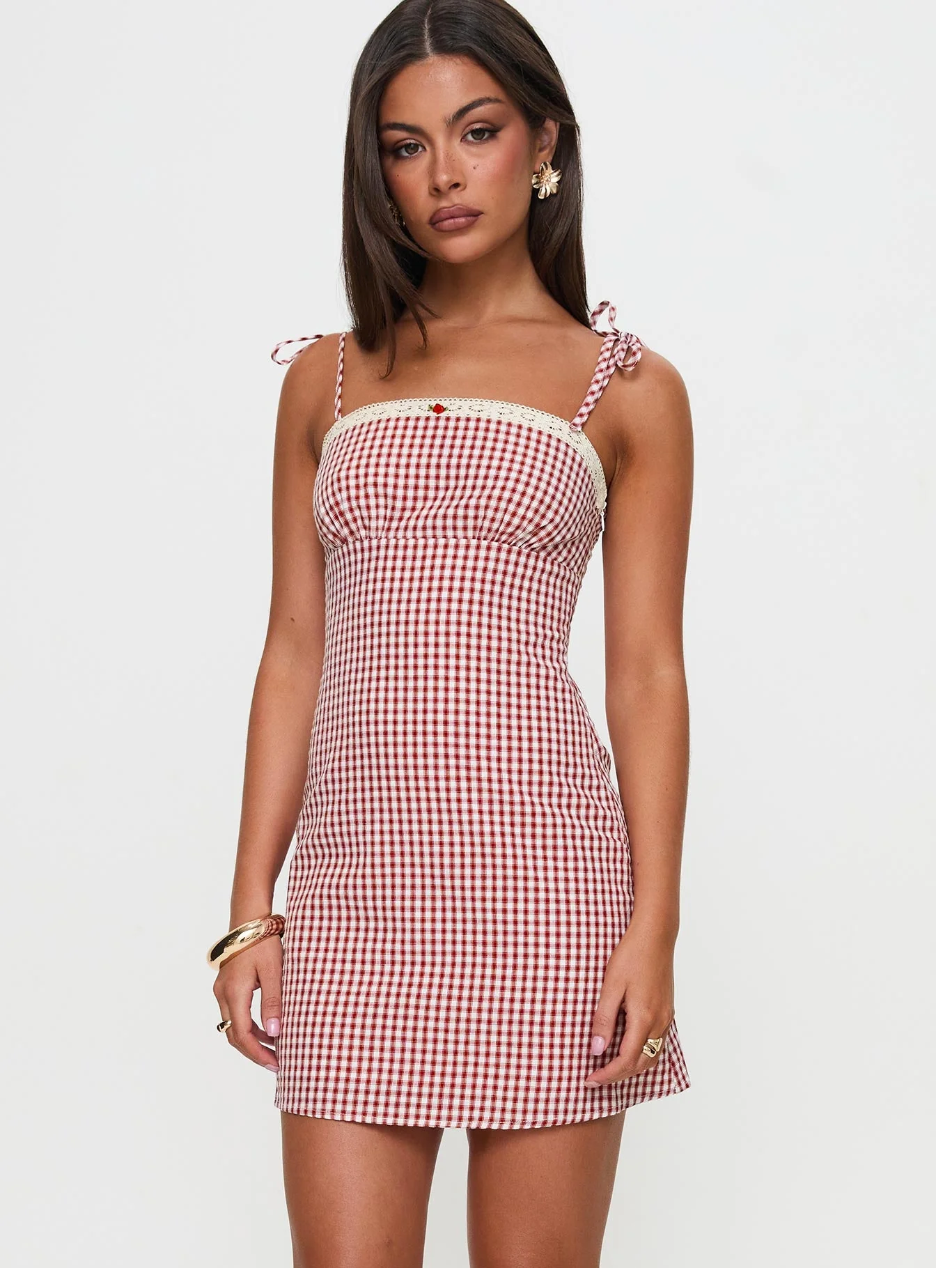 Burkes Mini Dress Red Check - Image 5