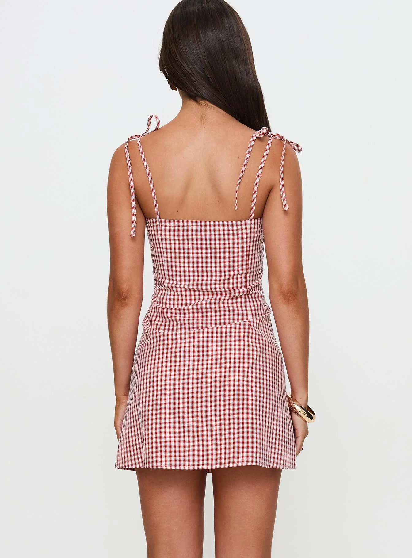 Burkes Mini Dress Red Check - Image 8