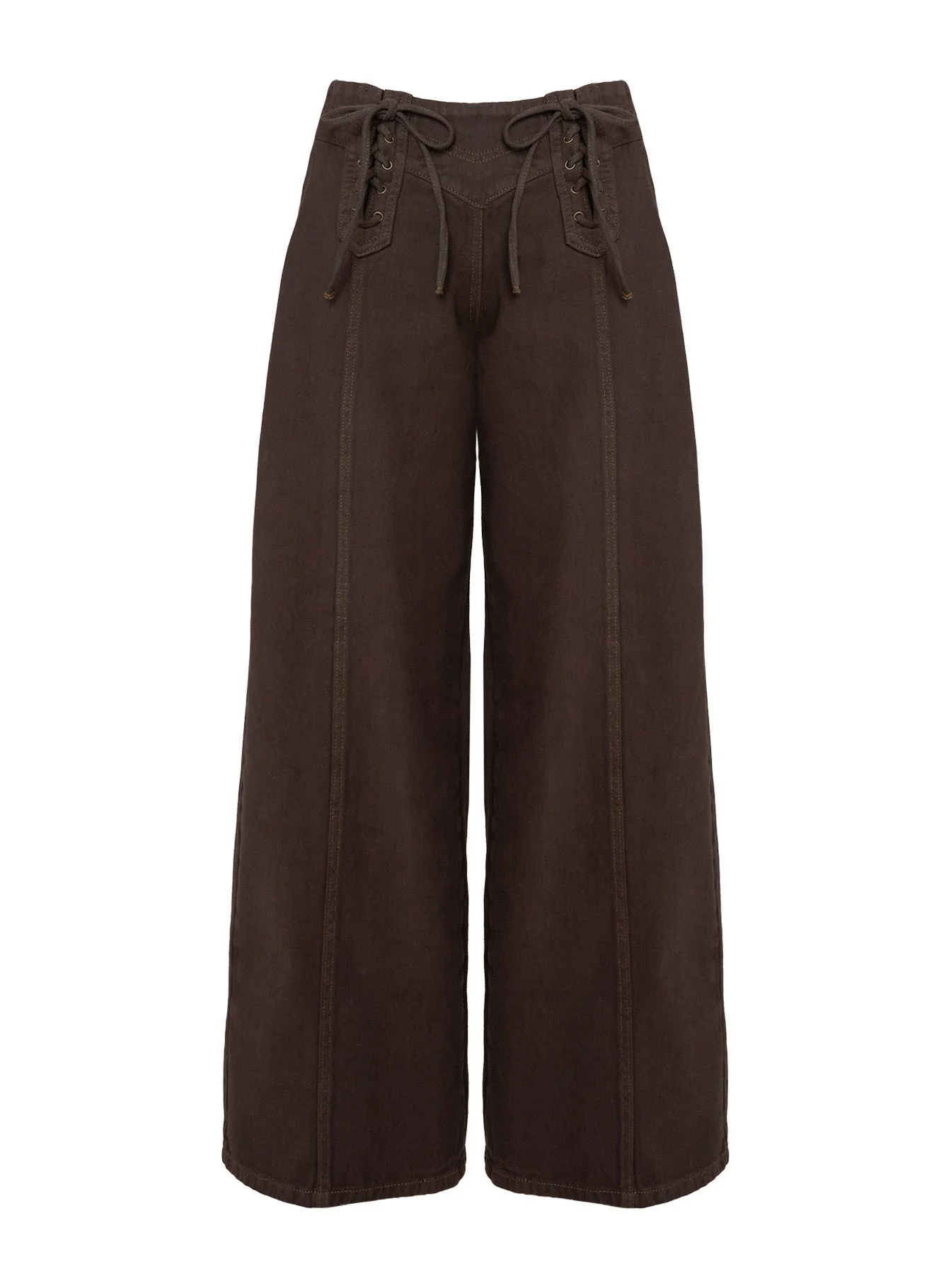 Bystander Lace Up Pants Brown - Image 5