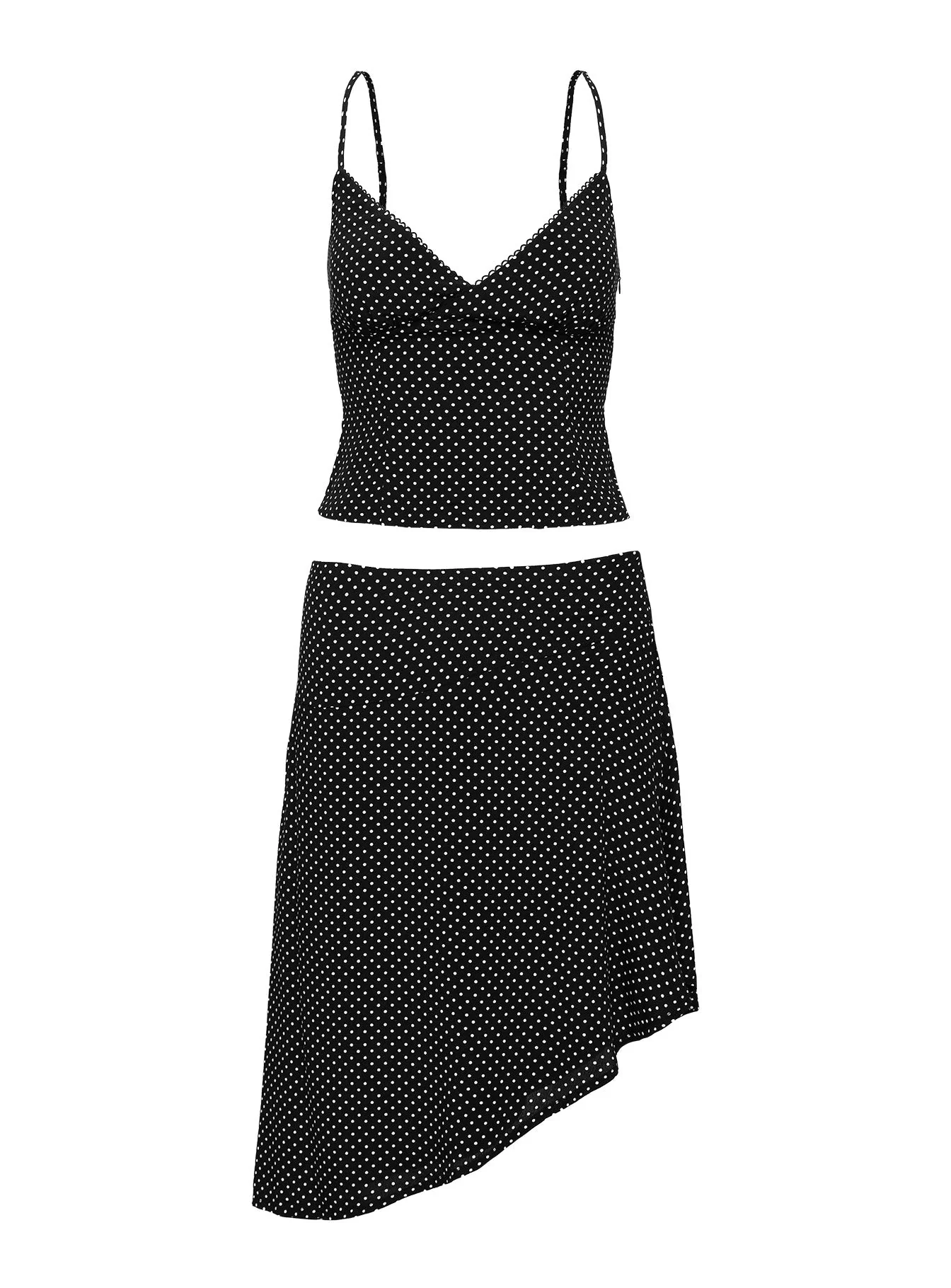 Cabernet Asymmetrical Set Black Polka Dot - Image 6