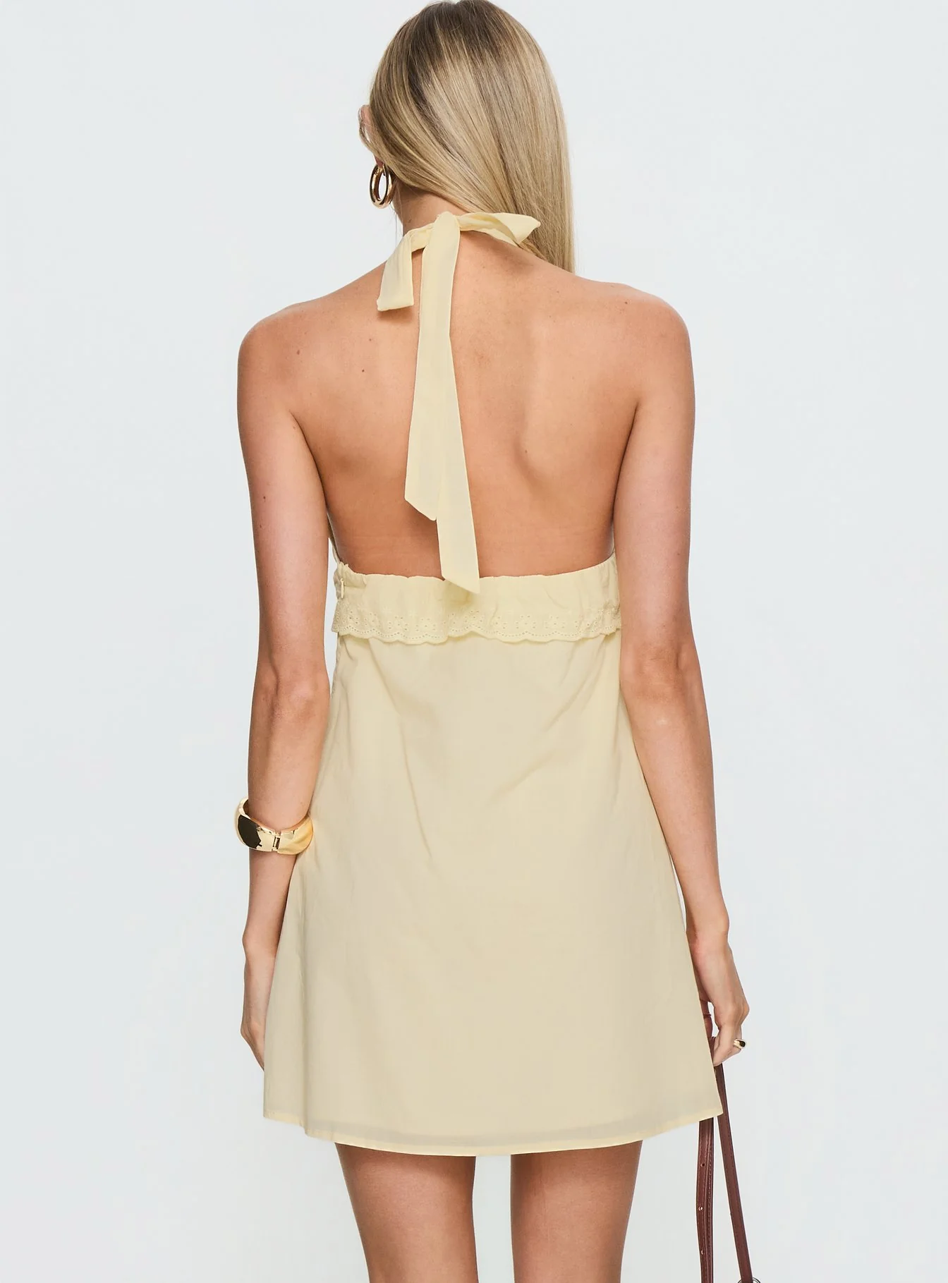 Caileigh Halter Mini Dress Lemon - Image 4
