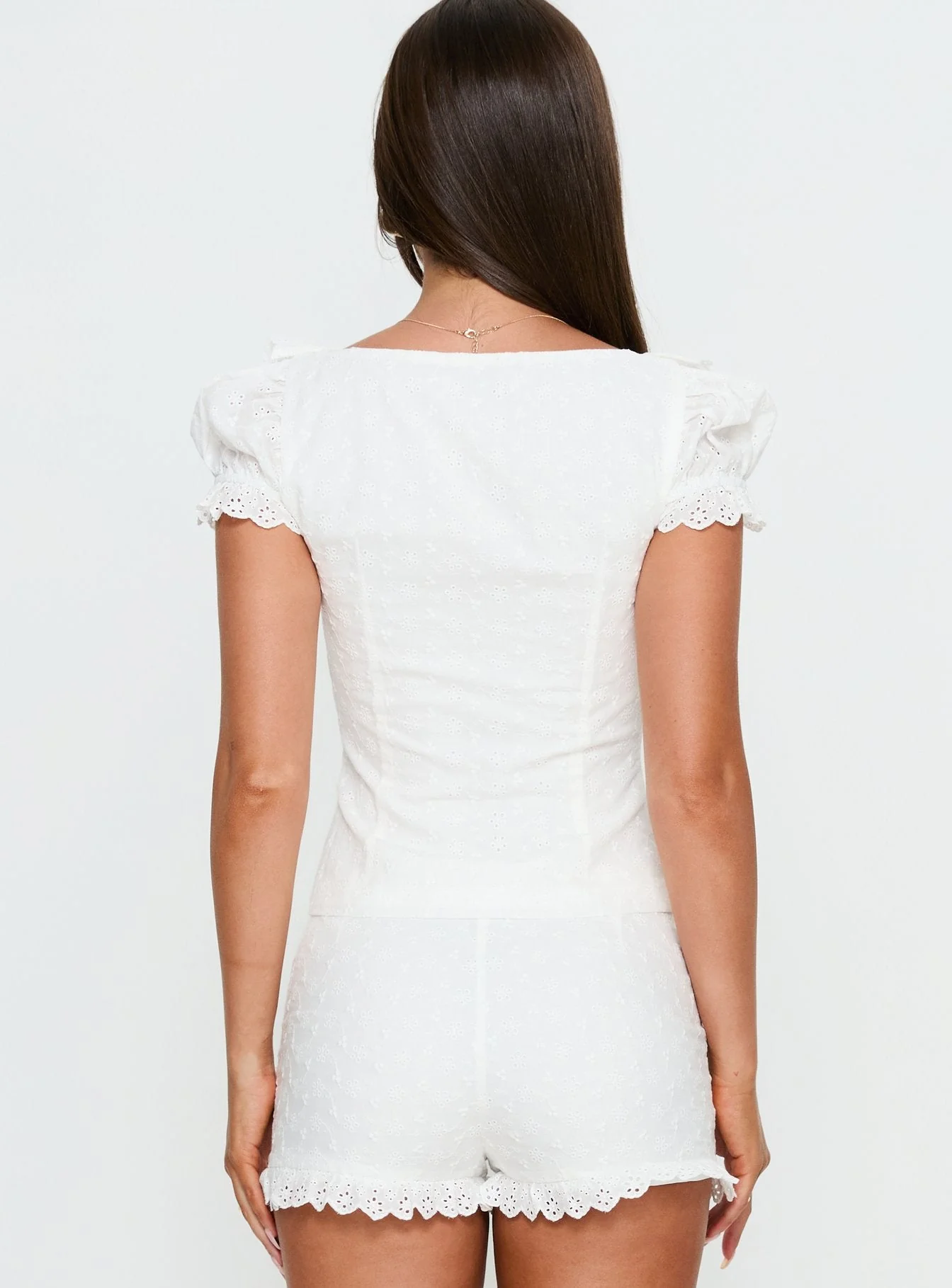 Caily Frill Short Sleeve Top White - Image 5
