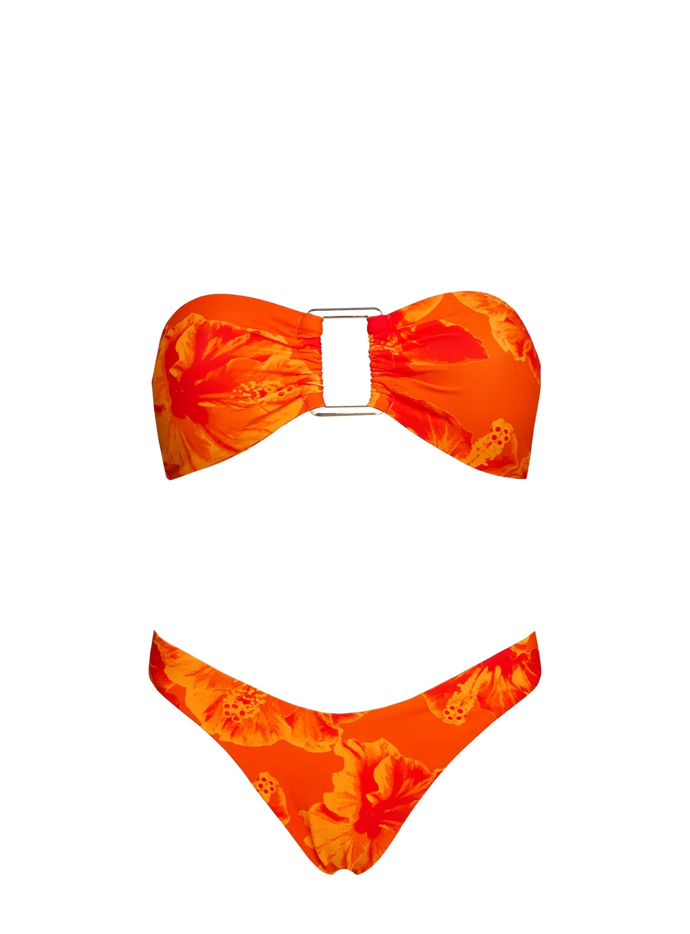 Calbira Cheeky Bikini Bottoms Orange Hibiscus - Image 5