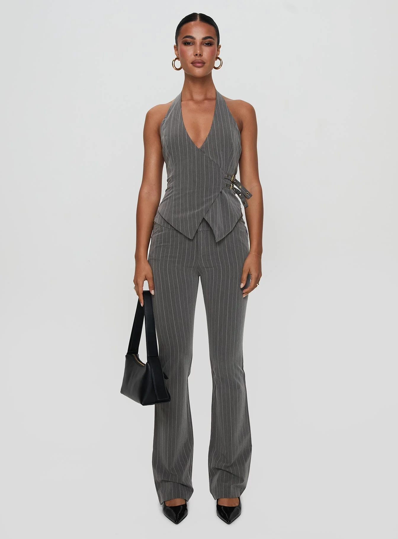 Calexico Buckle Halter Top Grey Pinstripe - Image 7