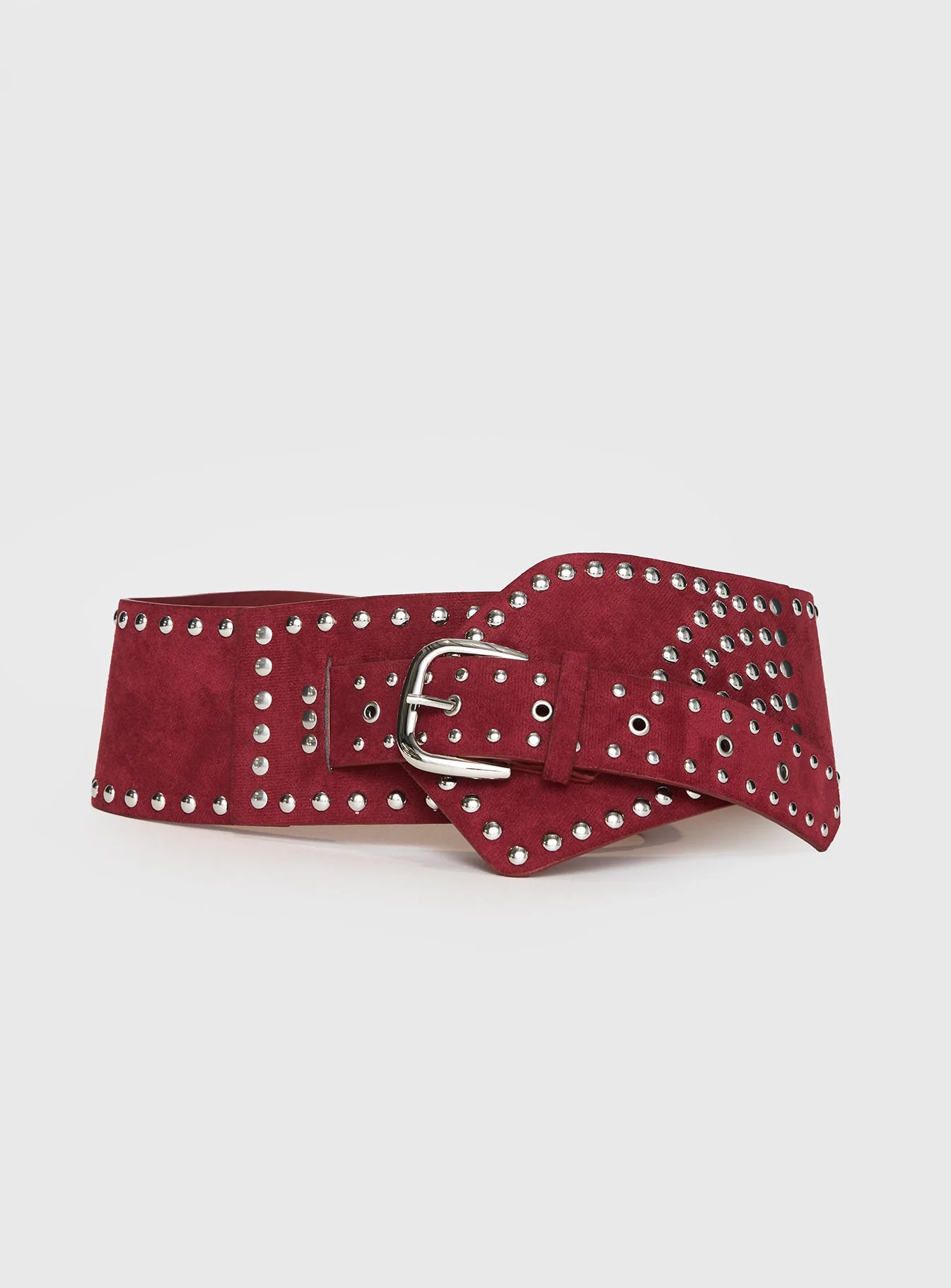 Calexico Studded Faux Suede Belt Red - Image 2