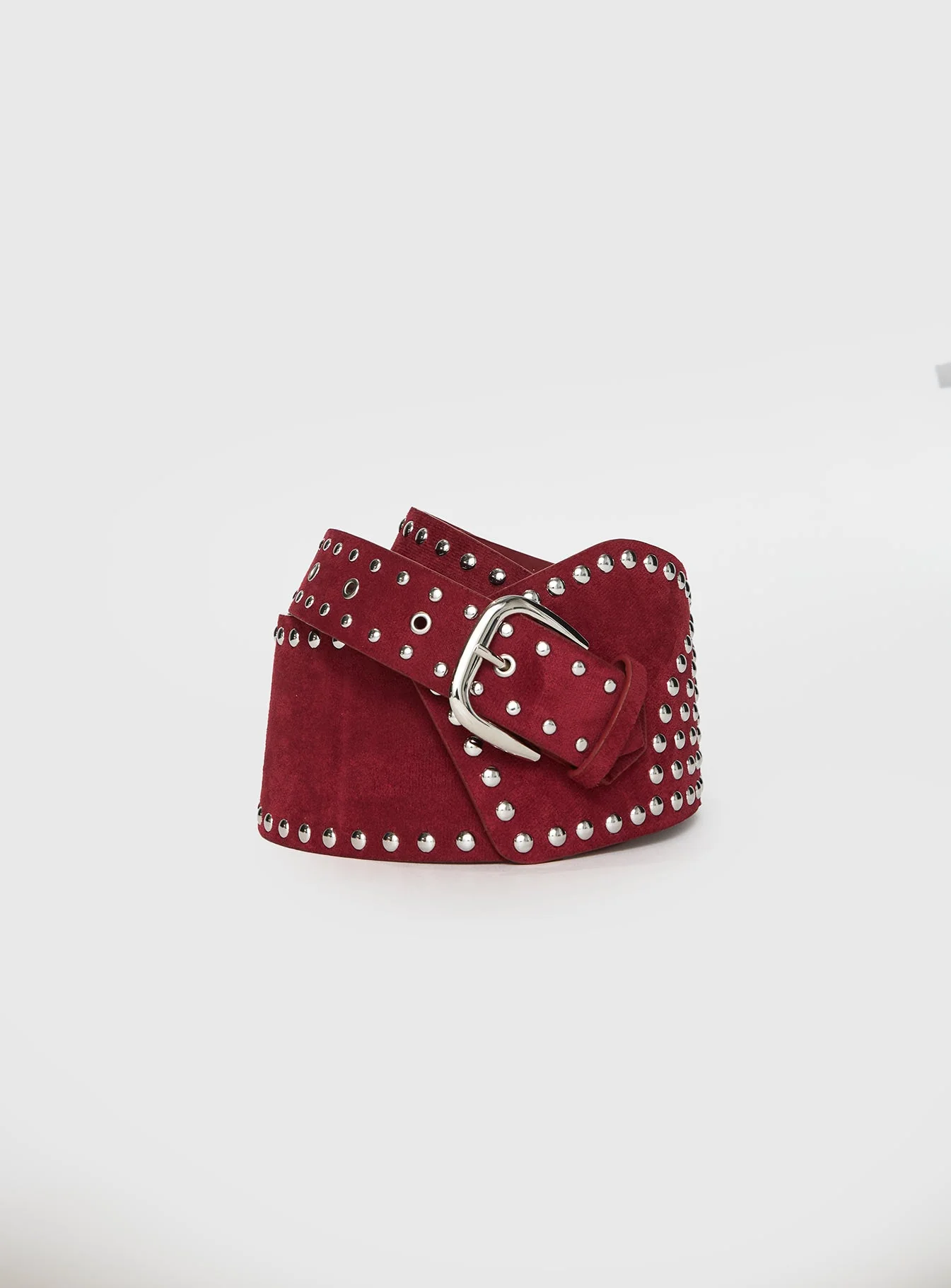 Calexico Studded Faux Suede Belt Red - Image 3