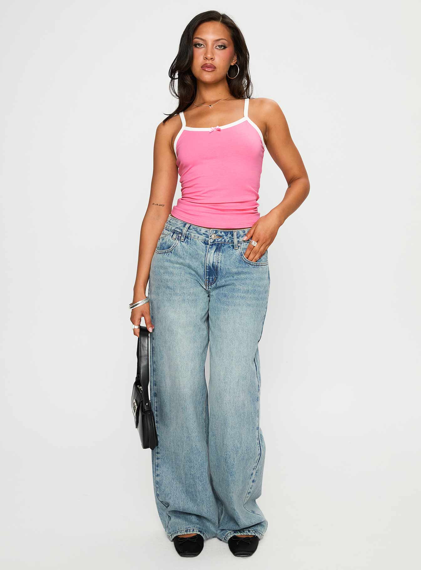 Call My Bluff Lace Trim Top Pink / White - Image 2