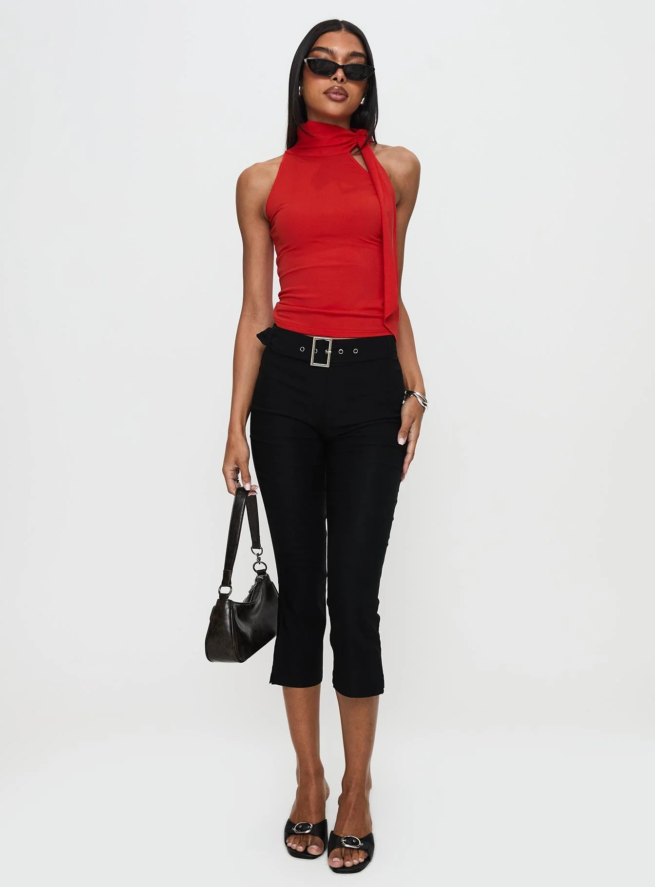 Can I Kick It Flared Capri Pants Black - Image 2