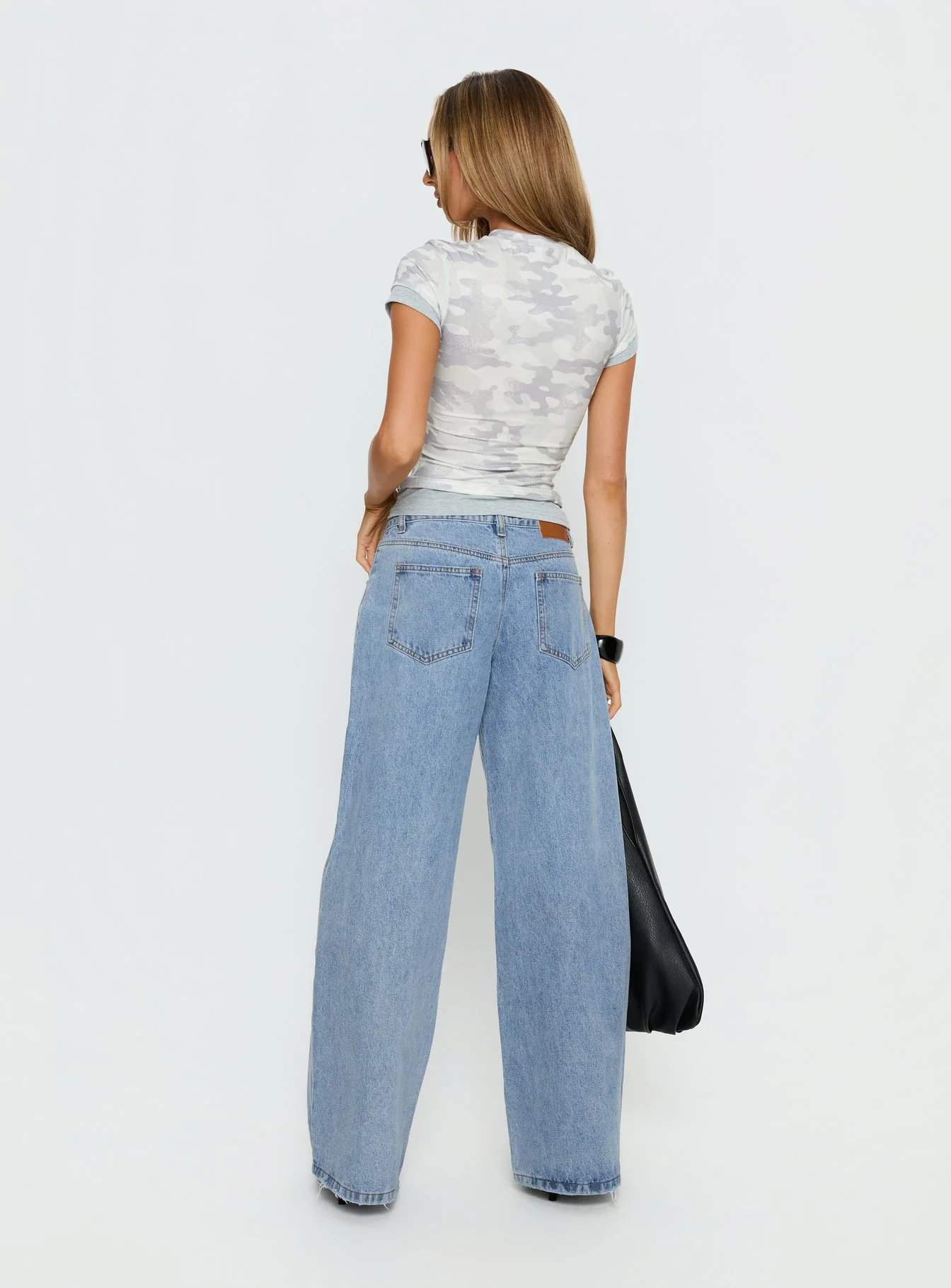Candi Mid Rise Wide Leg Studded Jeans Light Blue Wash - Image 5