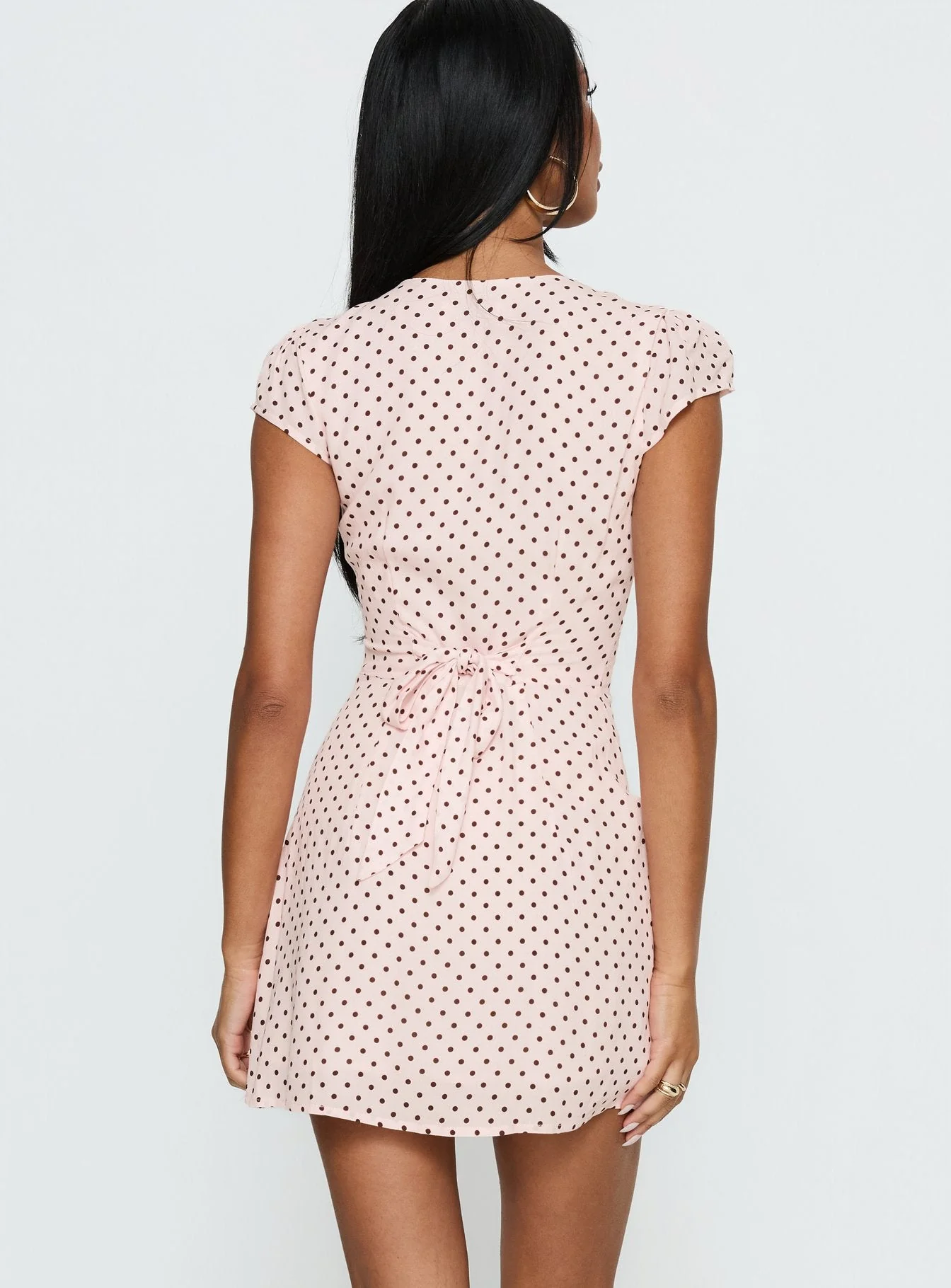 Cannelloni Mini Dress Pink / Brown Polka Dot - Image 5