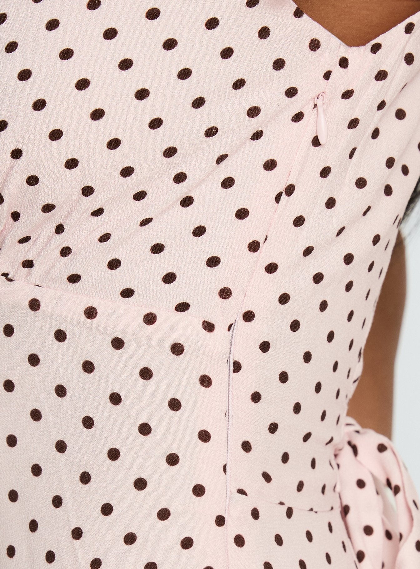 Cannelloni Mini Dress Pink / Brown Polka Dot - Image 7