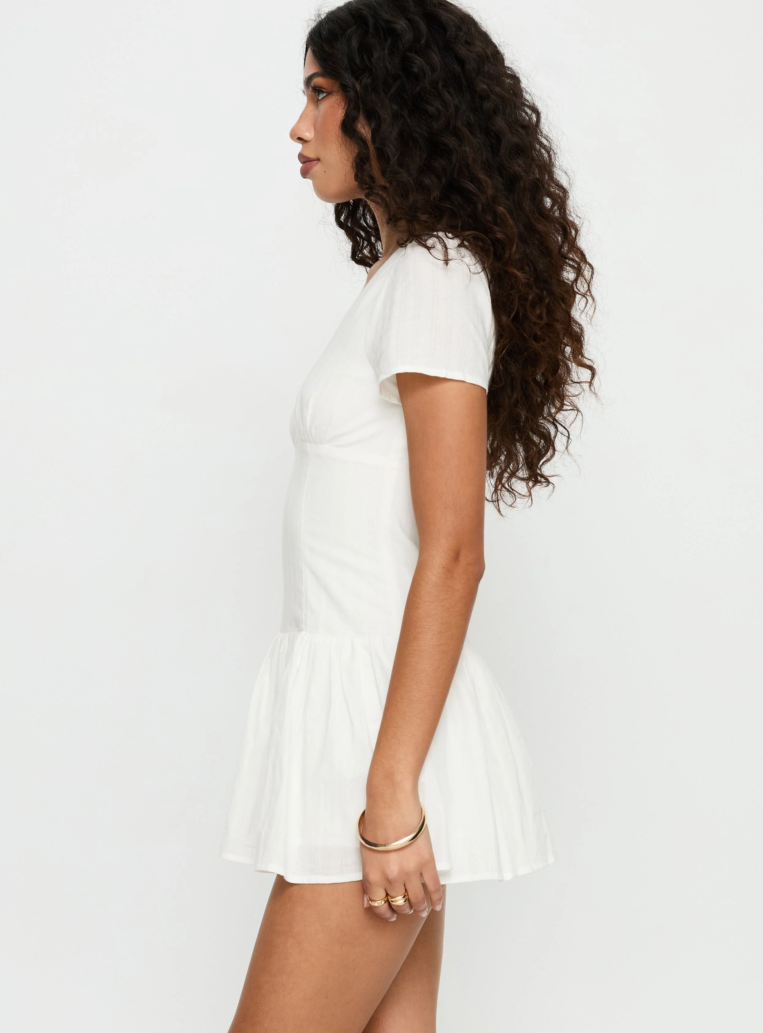 Carabelle Plunge Neck Frill Playsuit White - Image 3