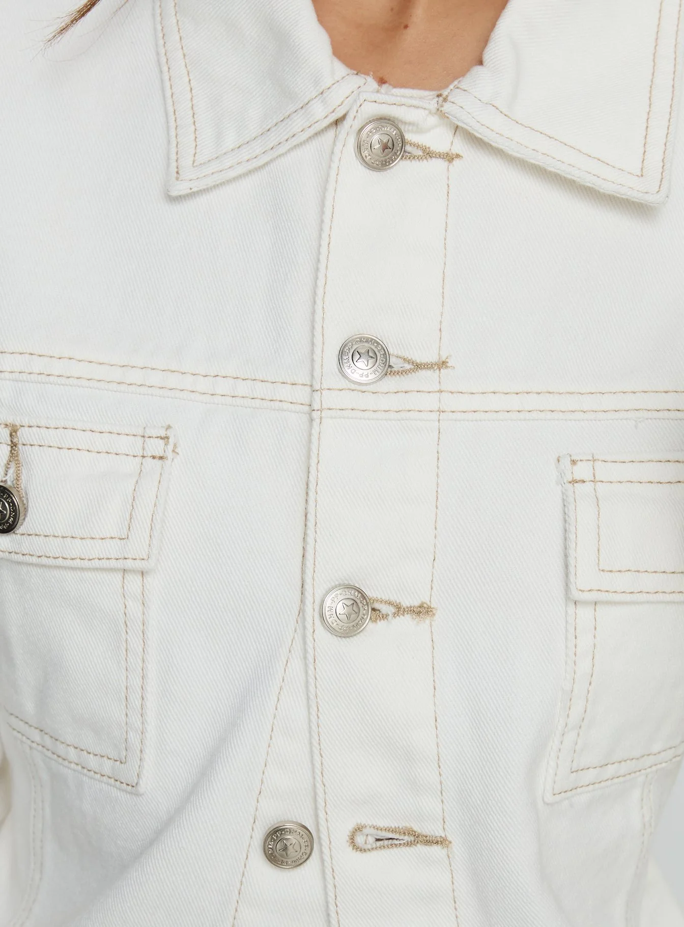 Caresse Cinched Denim Jacket White - Image 6