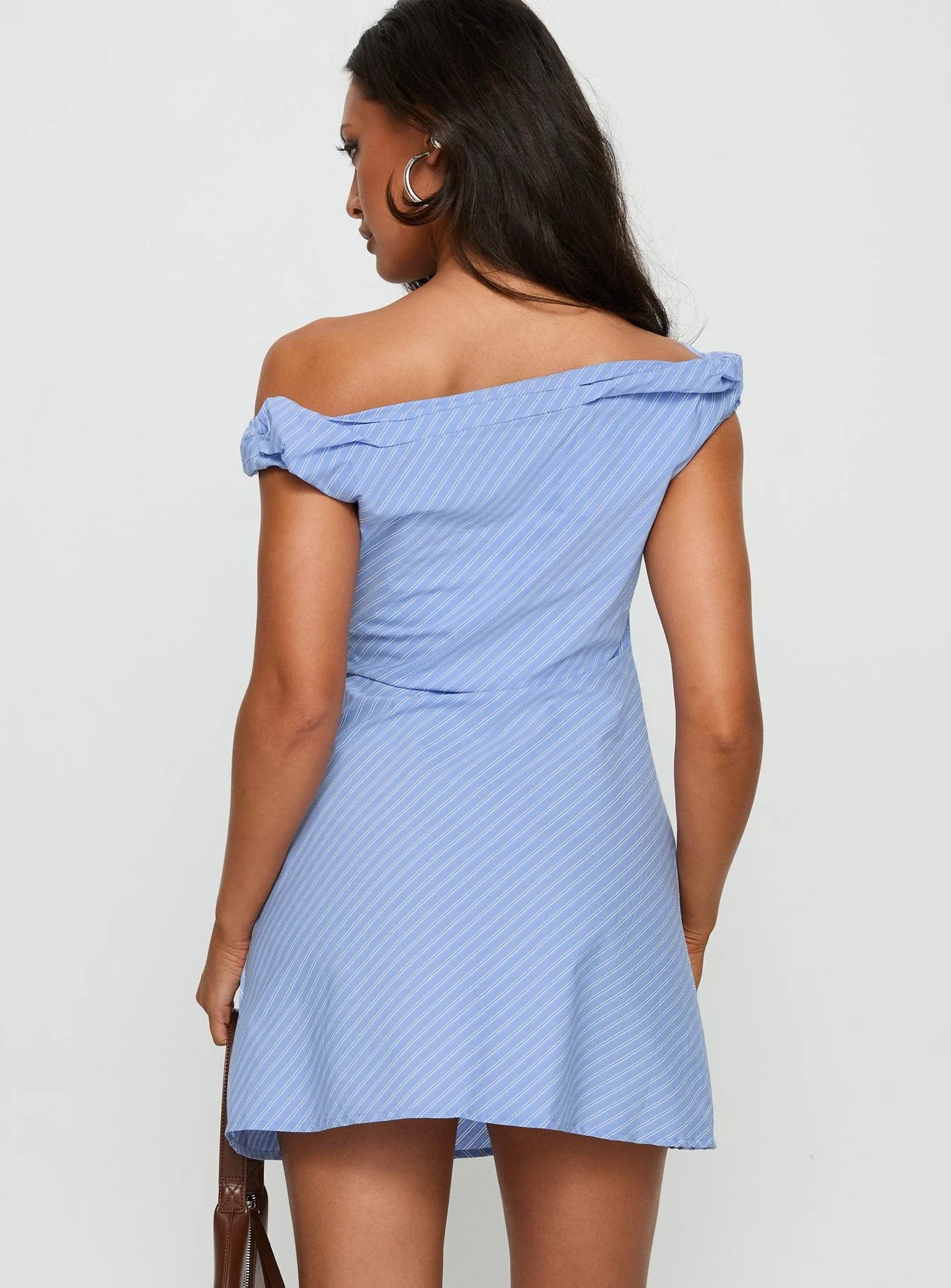 Caretta Off Shoulder Mini Dress Blue Stripe - Image 4