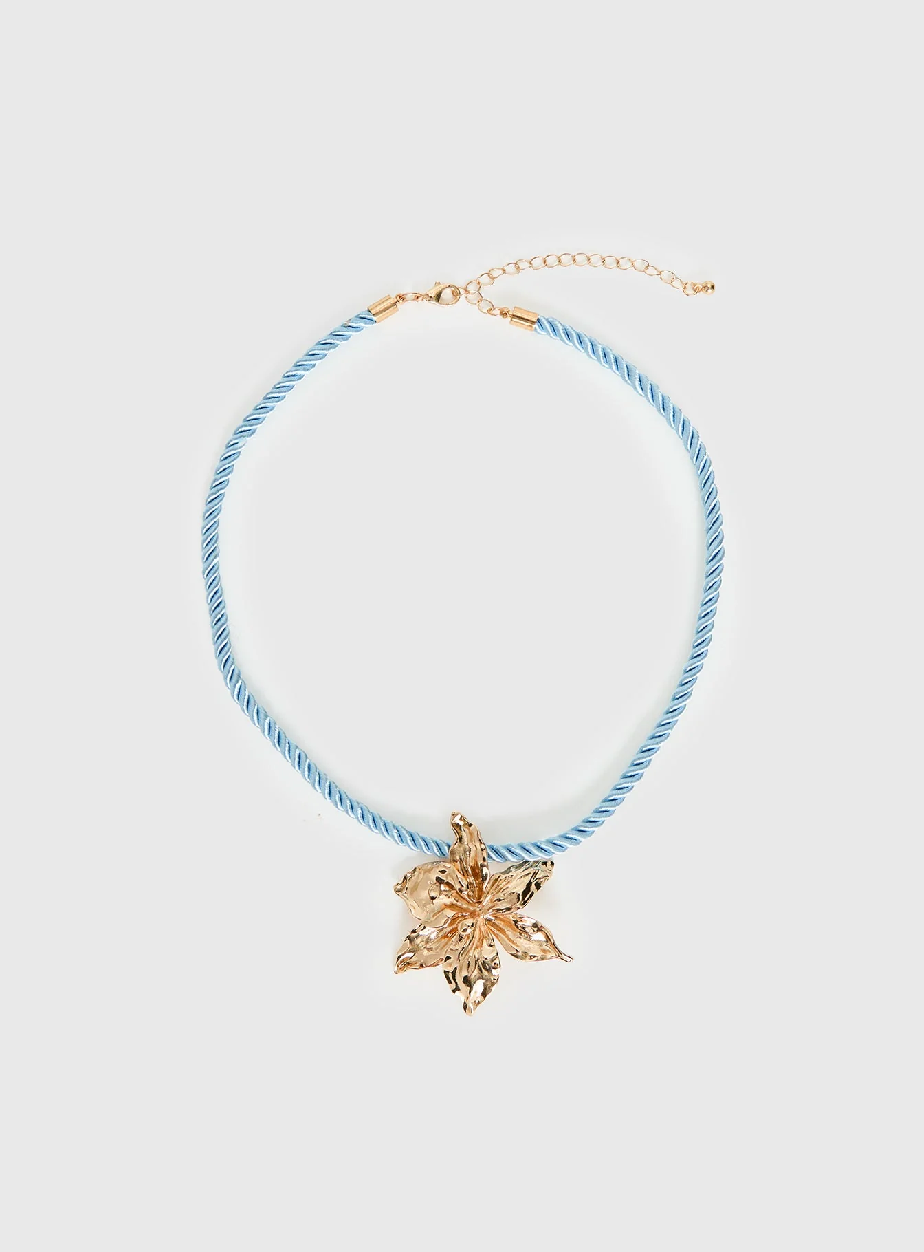 Carmelah Cord Floral Pendant Necklace Blue / Gold - Image 2