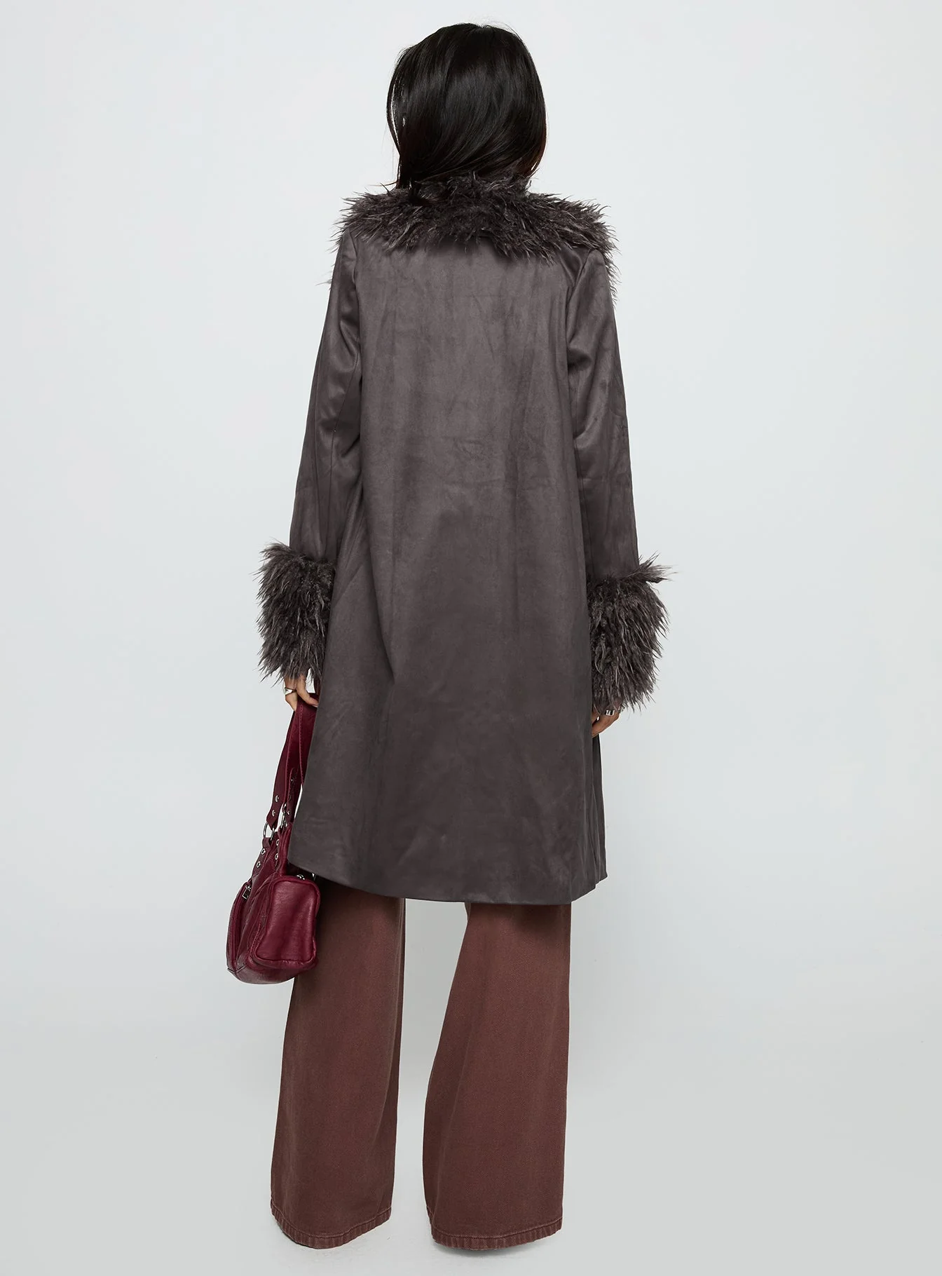 Carry The Feeling Faux Fur Trim Jacket Brown - Image 5