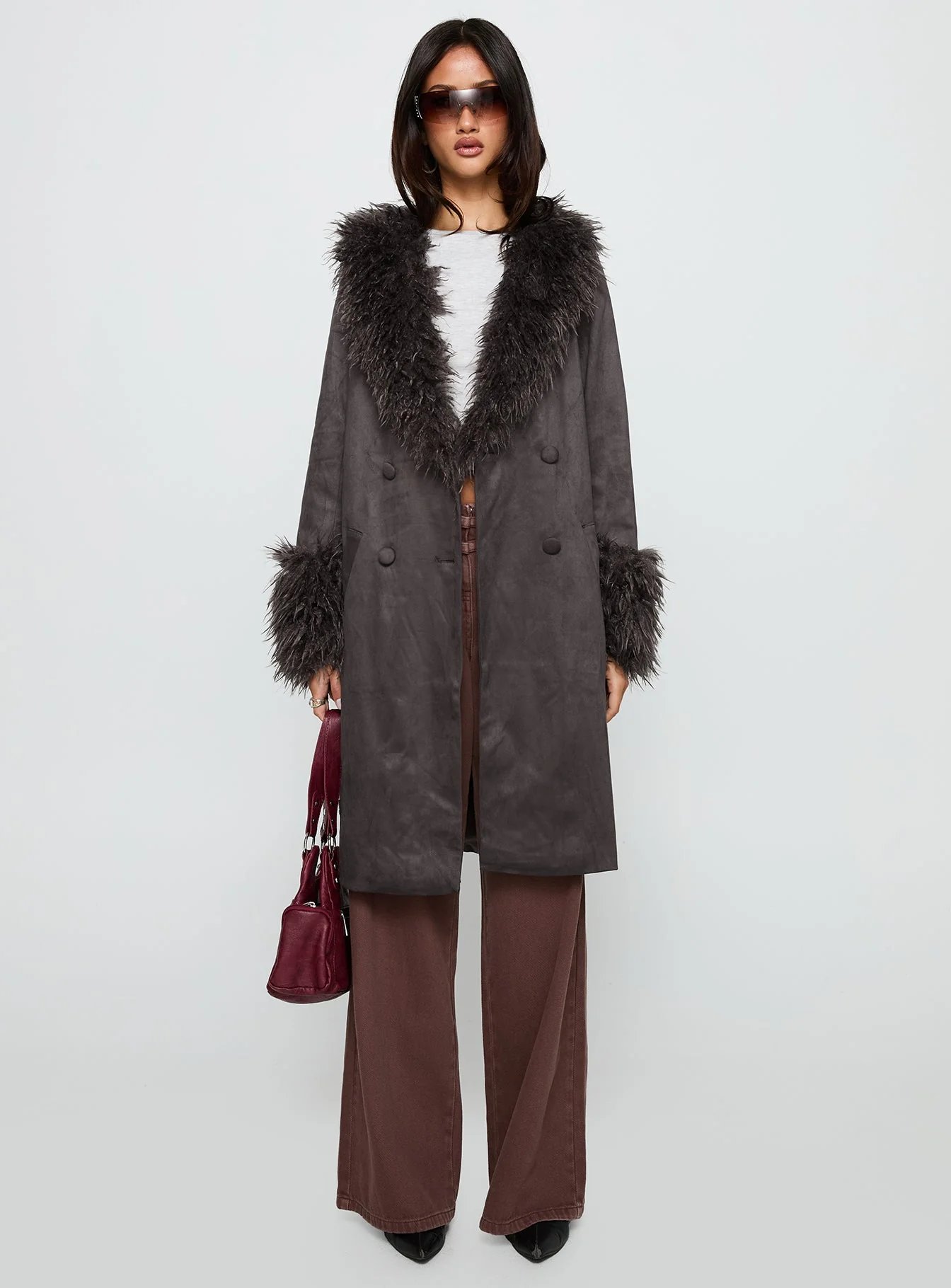 Carry The Feeling Faux Fur Trim Jacket Brown - Image 6
