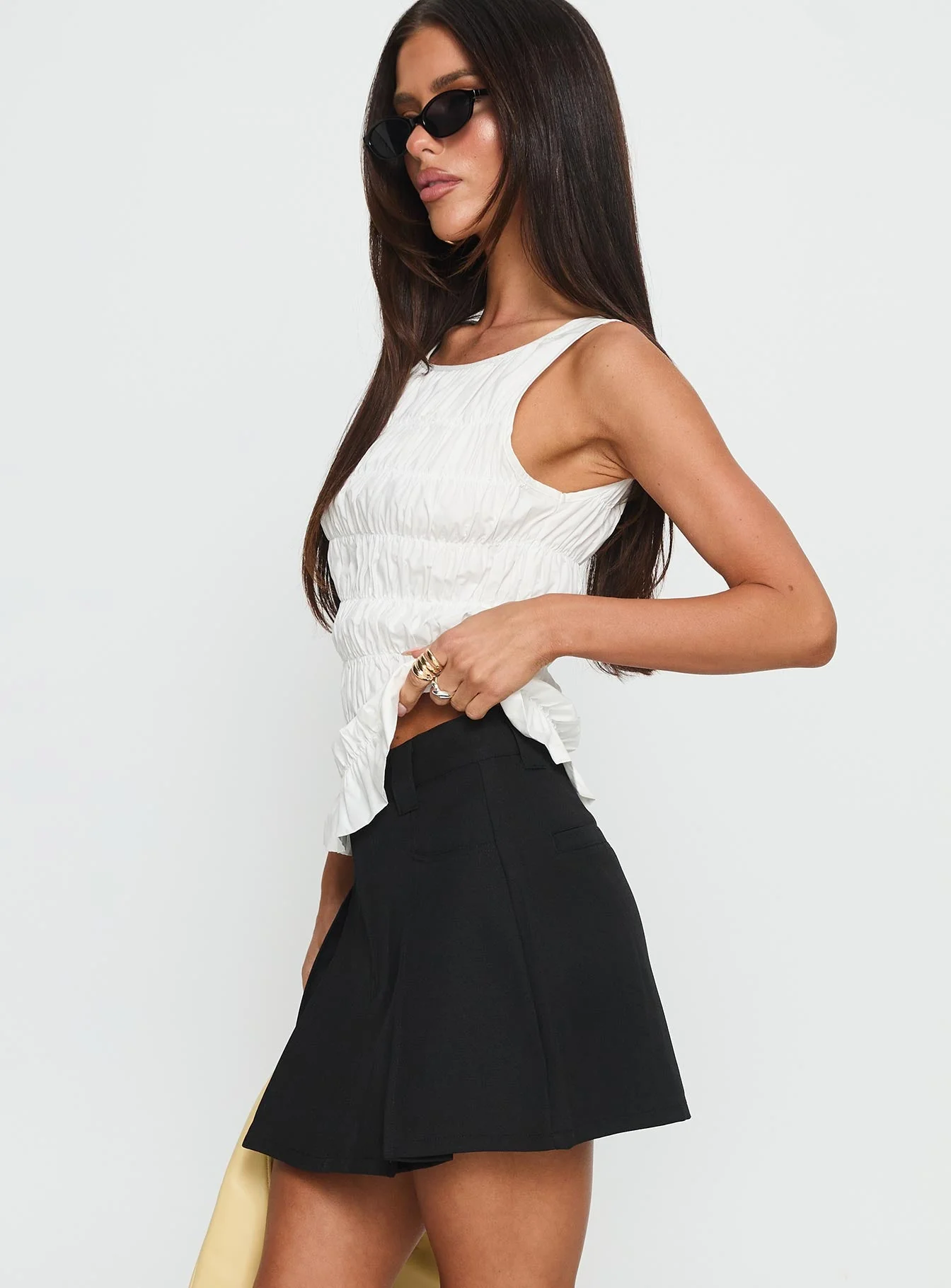 Carsyn Pleat Mini Skirt Black - Image 4