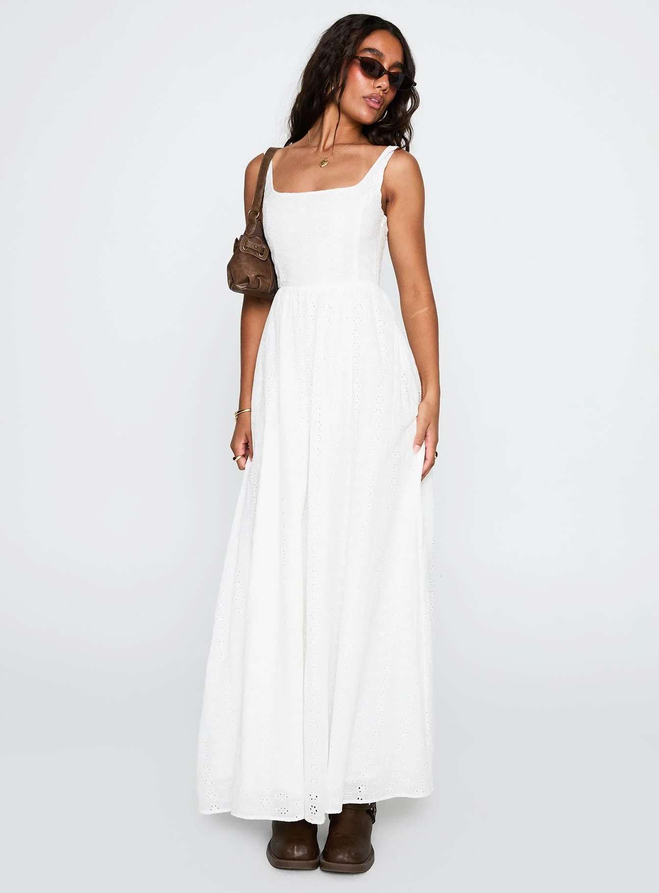 Cartmel Broderie Maxi Dress White - Image 2