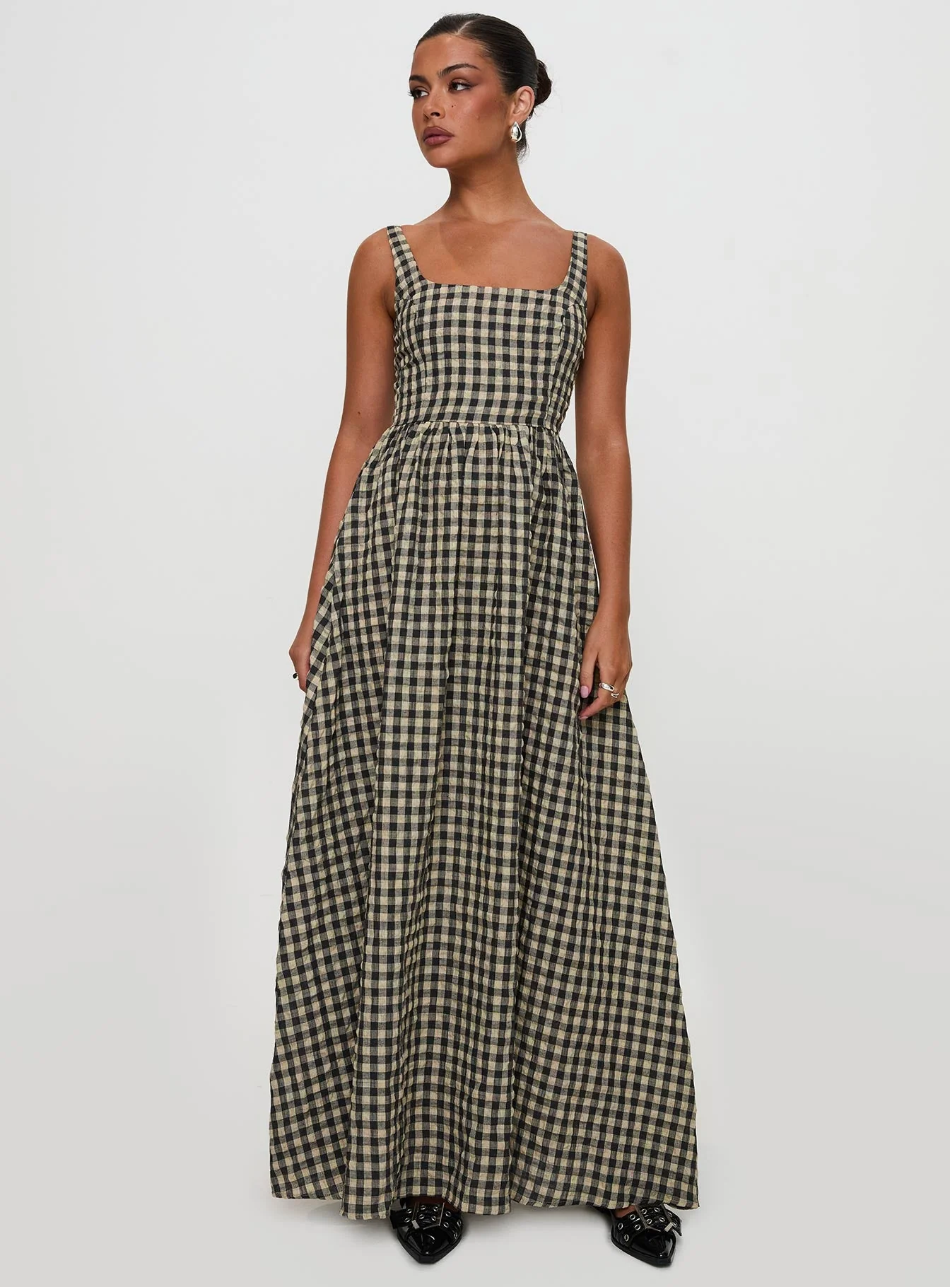 Cartmel Check Maxi Dress Black / Cream - Image 3
