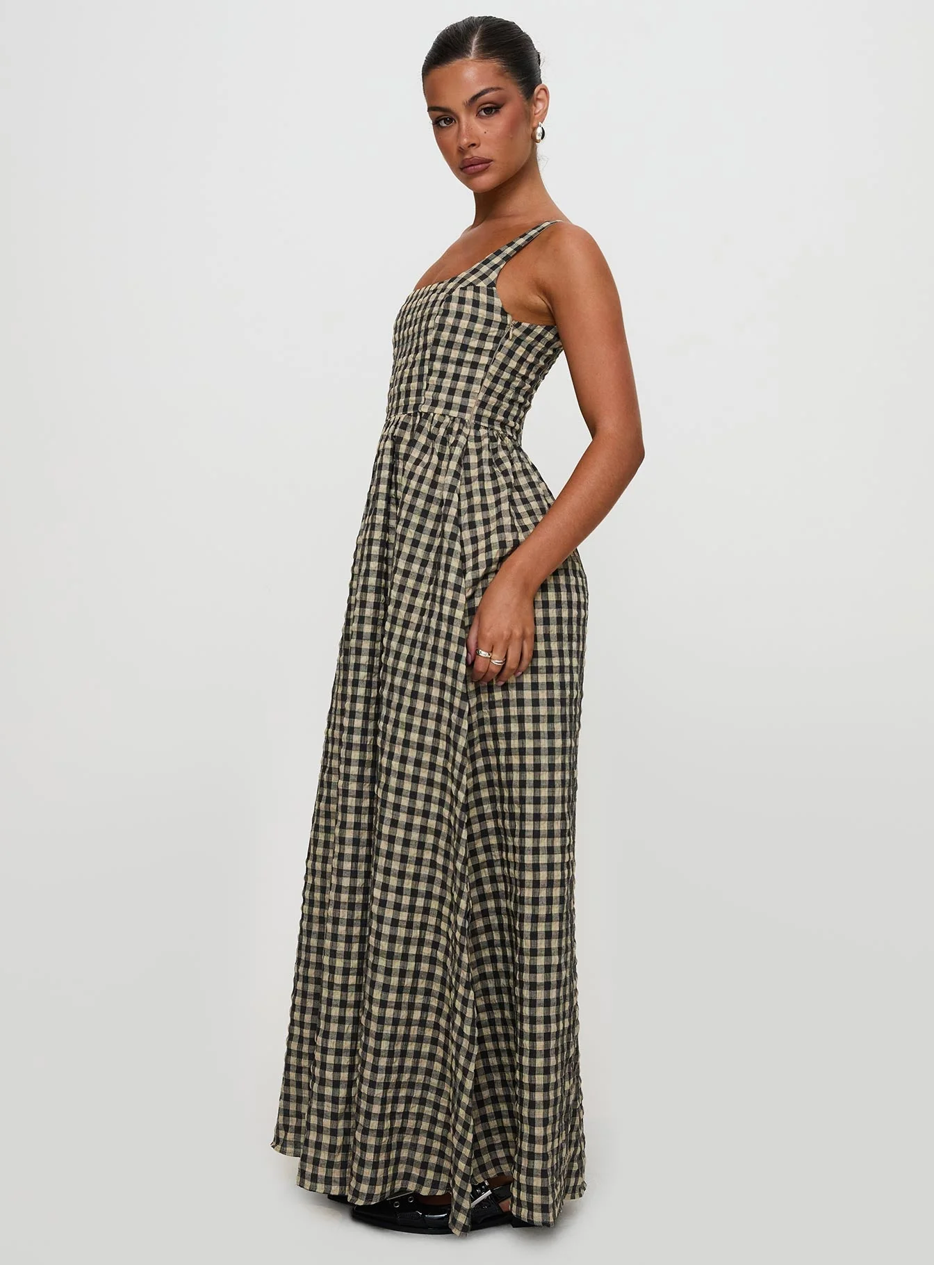 Cartmel Check Maxi Dress Black / Cream - Image 4