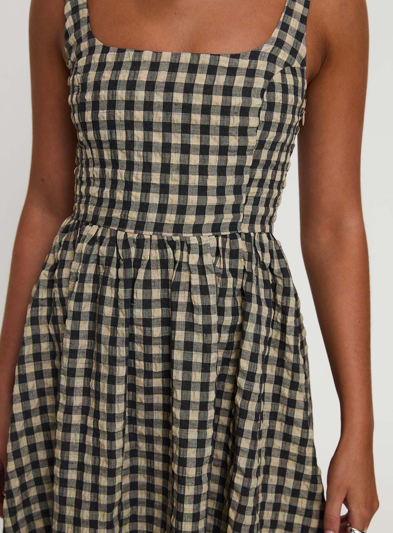 Cartmel Check Maxi Dress Black / Cream - Image 6