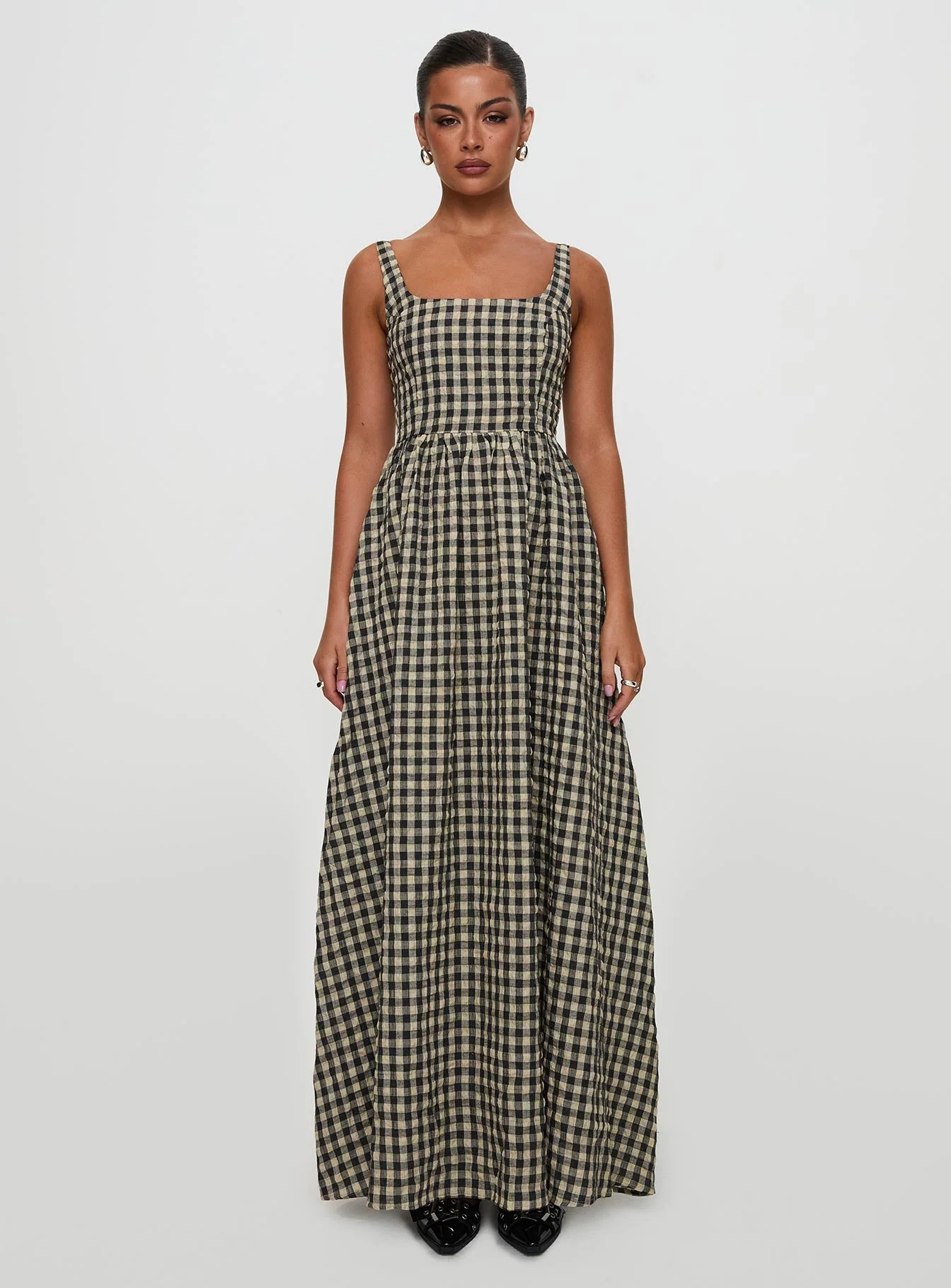 Cartmel Check Maxi Dress Black / Cream - Image 7