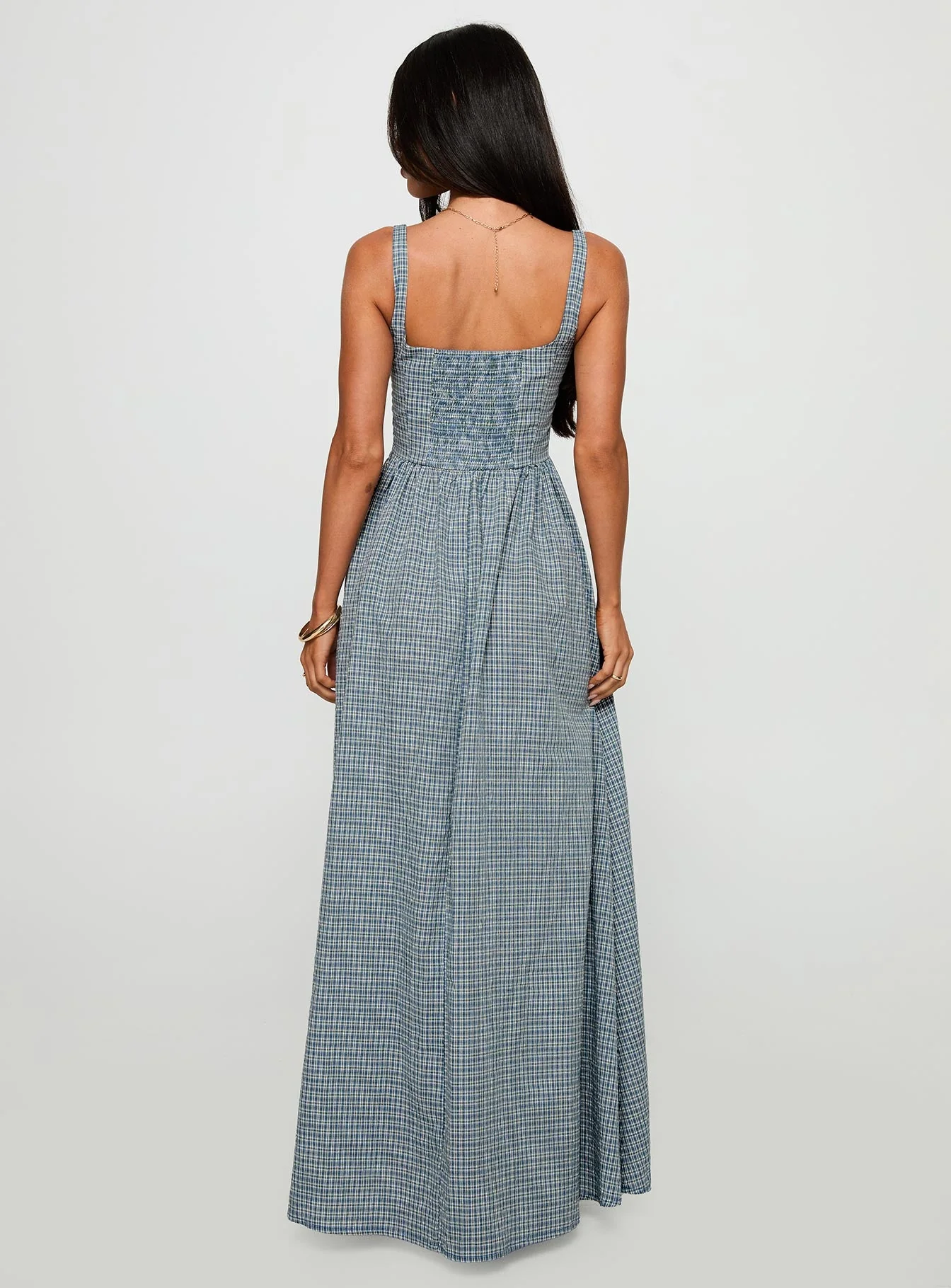 Cartmel Check Maxi Dress Navy - Image 5