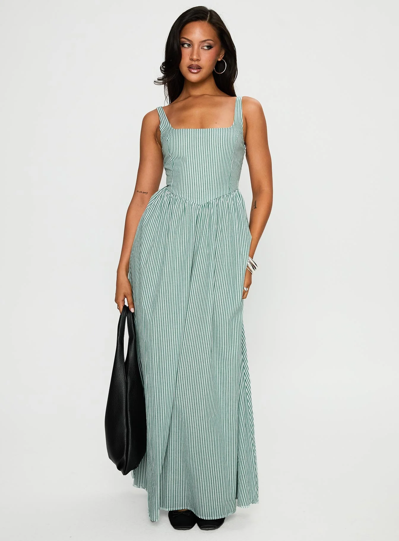Cartmel Maxi Dress Green / White - Image 2
