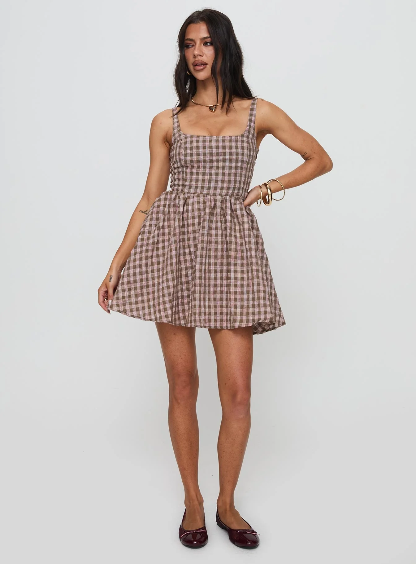 Cartmel Mini Dress Brown / Pink - Image 3