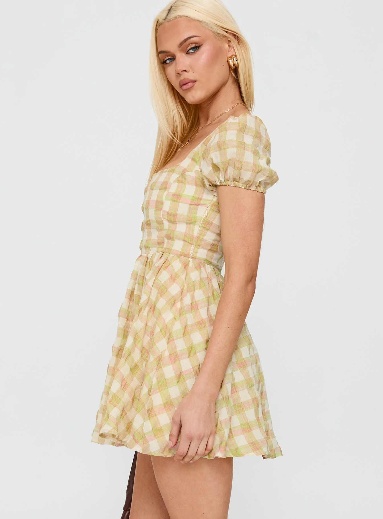Cartmel Puff Sleeve Mini Dress Multi - Image 3