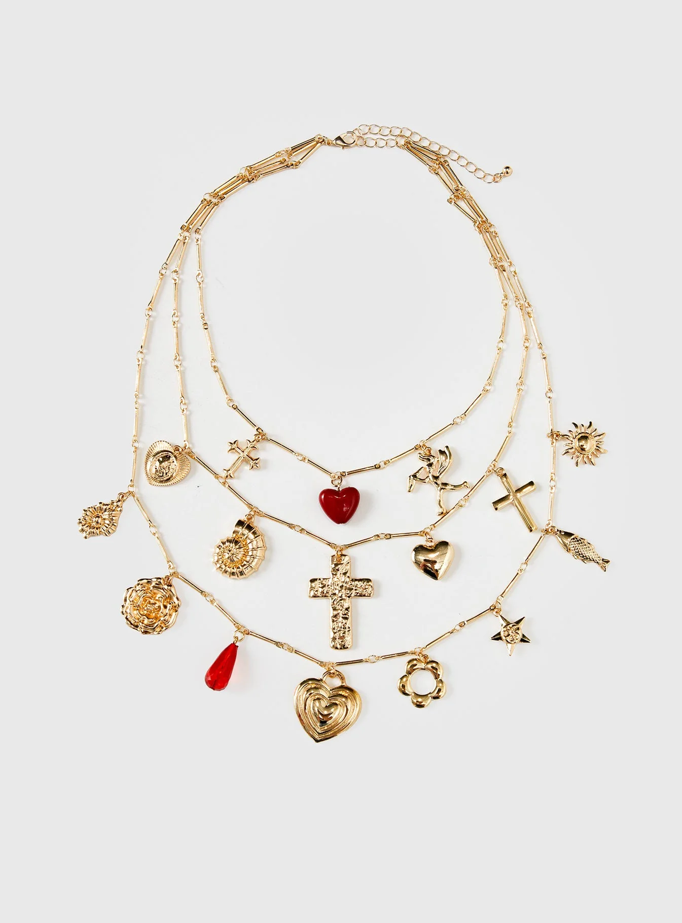 Cash Out Layered Charm Necklace Gold - Image 2