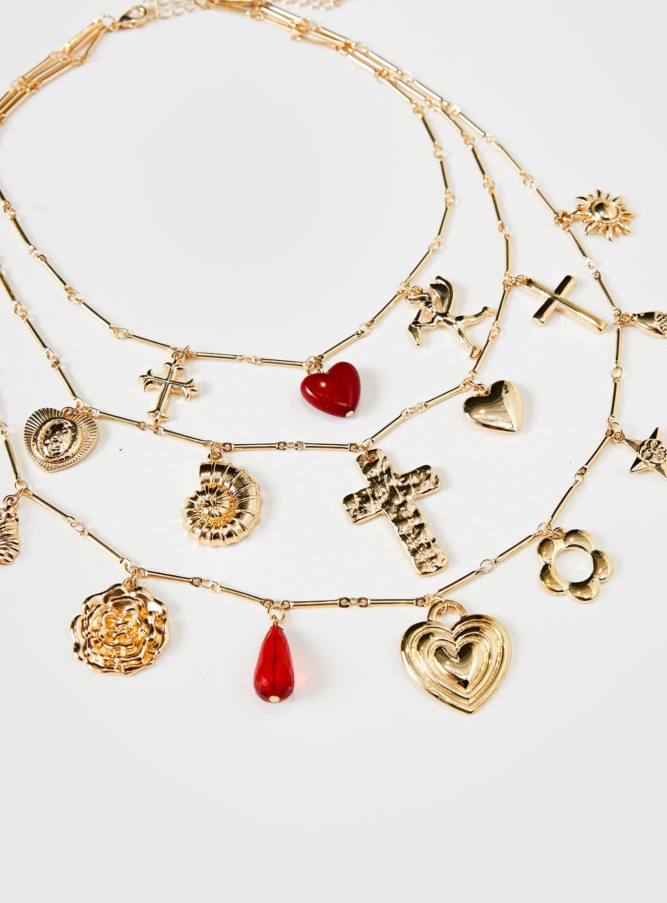 Cash Out Layered Charm Necklace Gold - Image 3