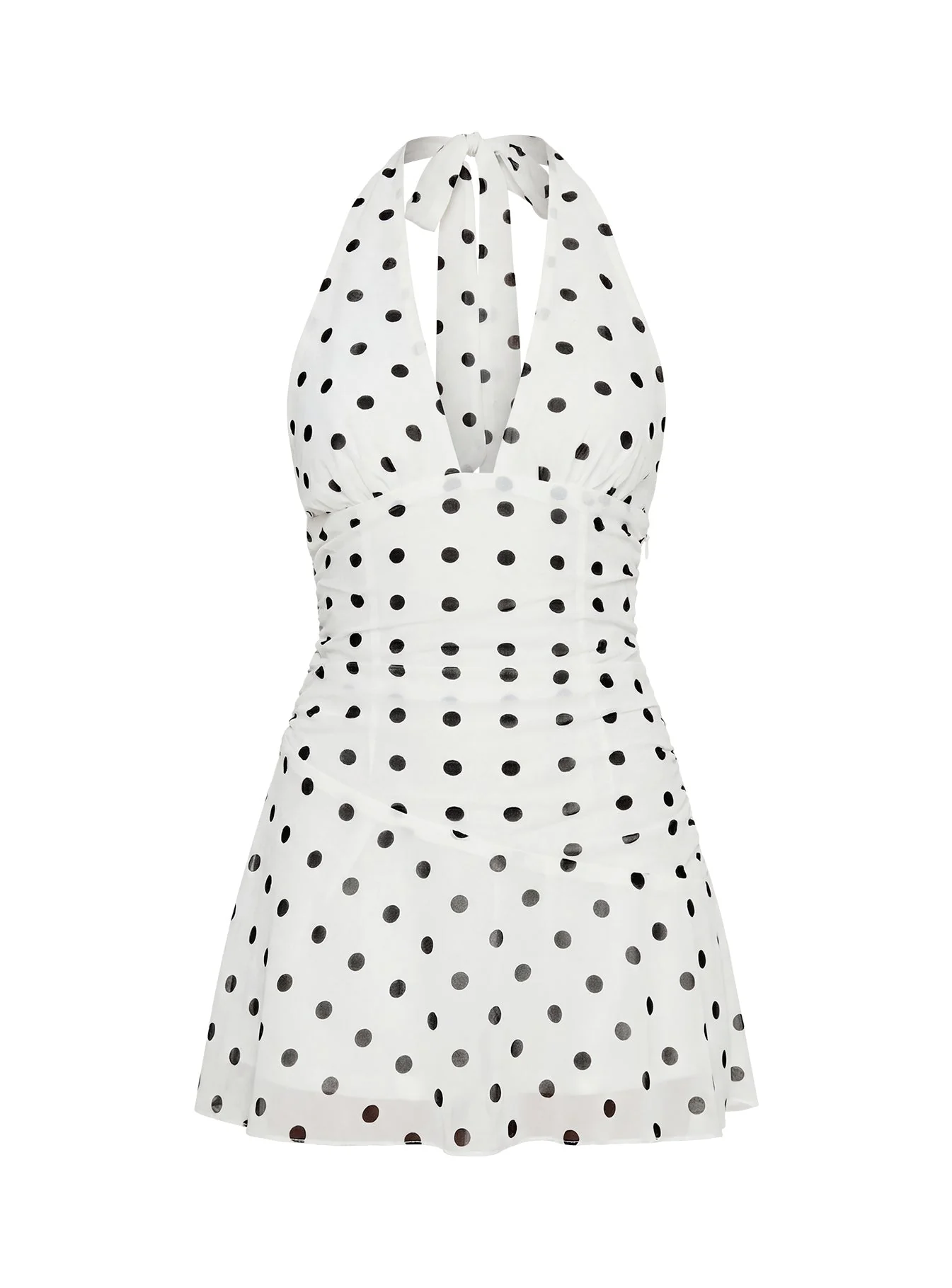 Casidy Plunge Neck Playsuit White Polka - Image 9