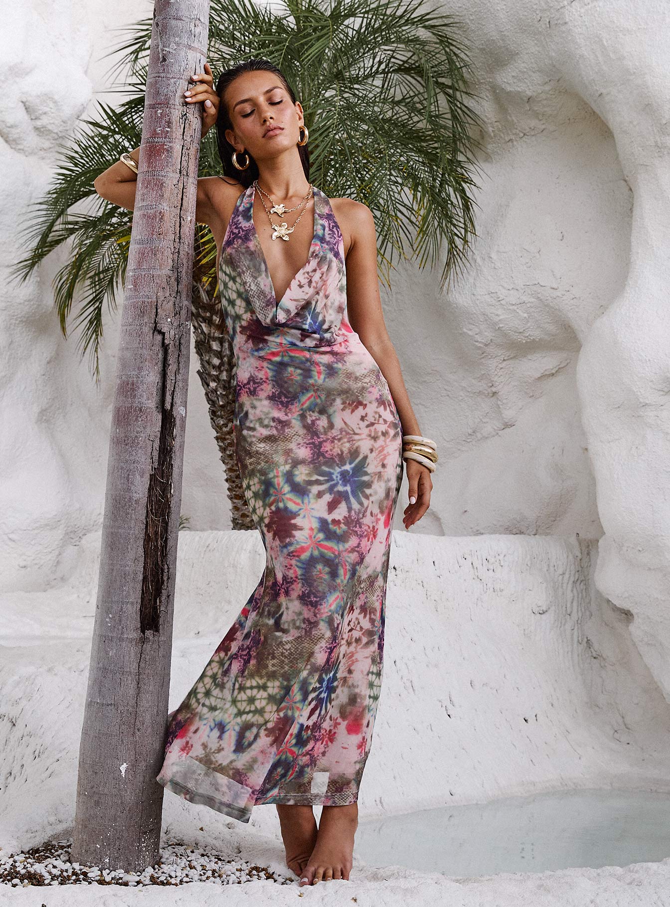 Cassiday Halter Maxi Dress Multi - Image 2