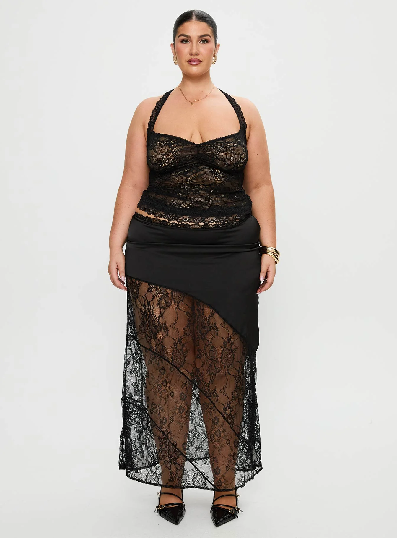 Castelli Lace Maxi Skirt Black Curve - Image 7