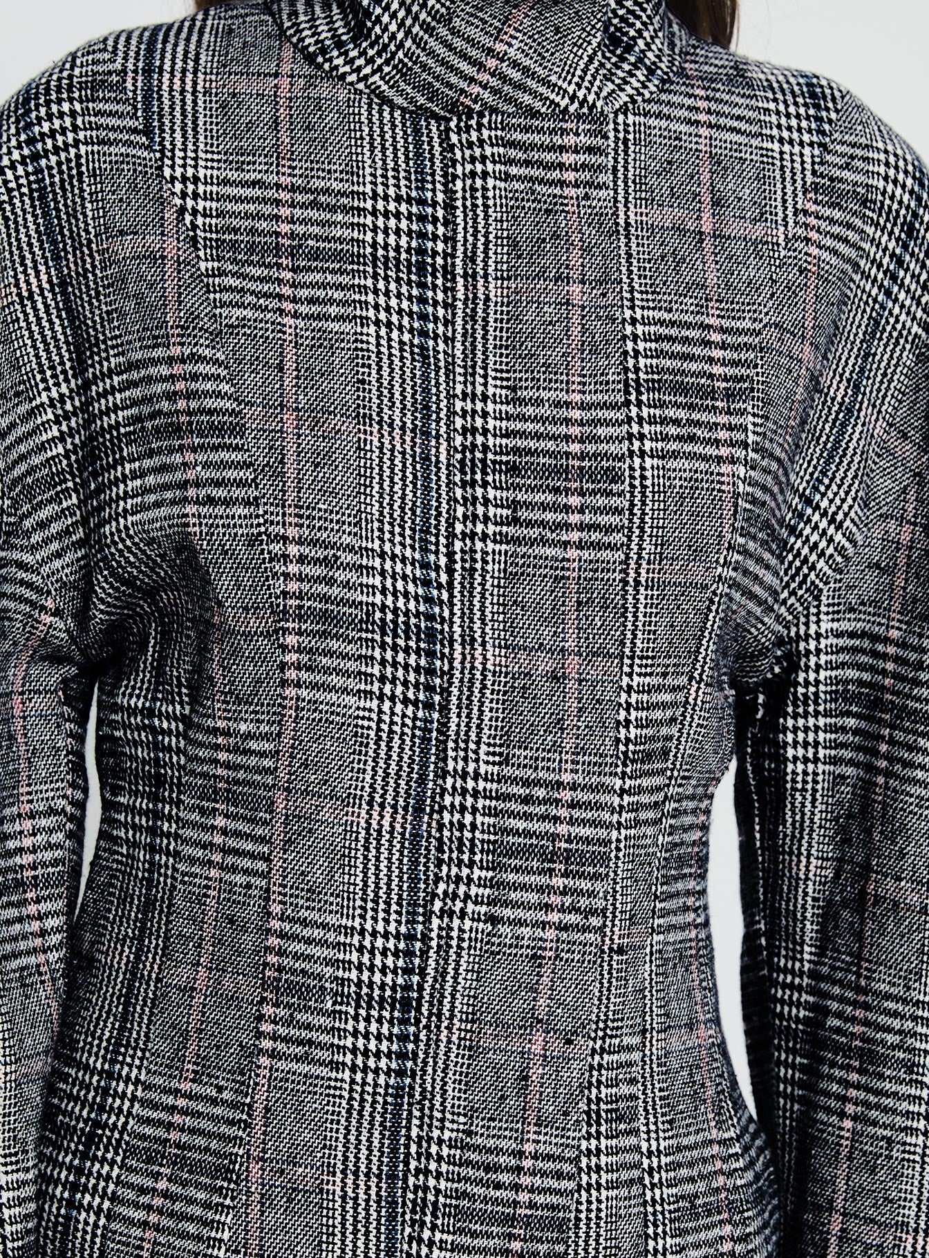 Cathrine Cinched High Neck Jacket Grey Plaid - Image 6