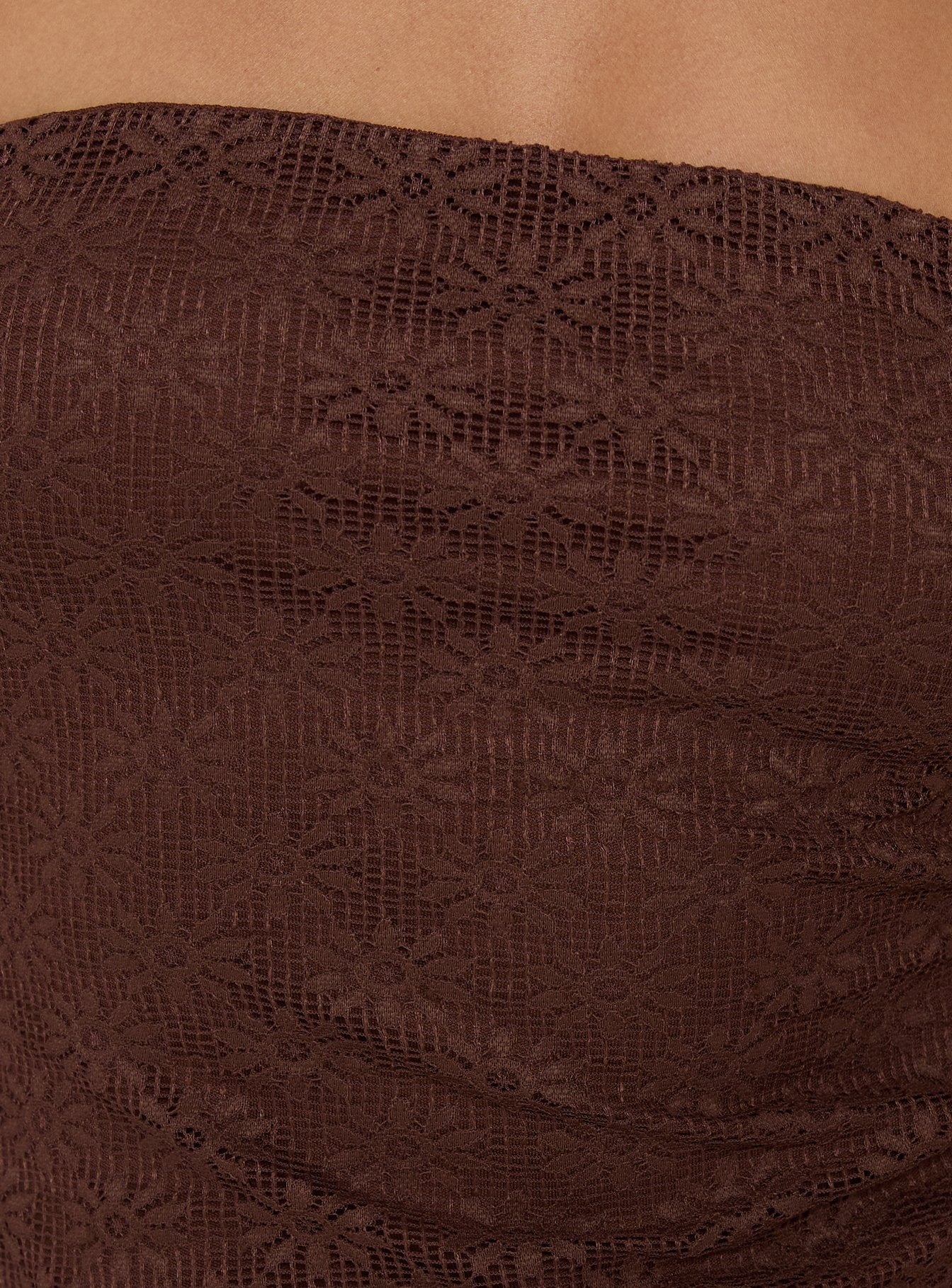 Cavalier Strapless Lace Mini Dress Chocolate - Image 5