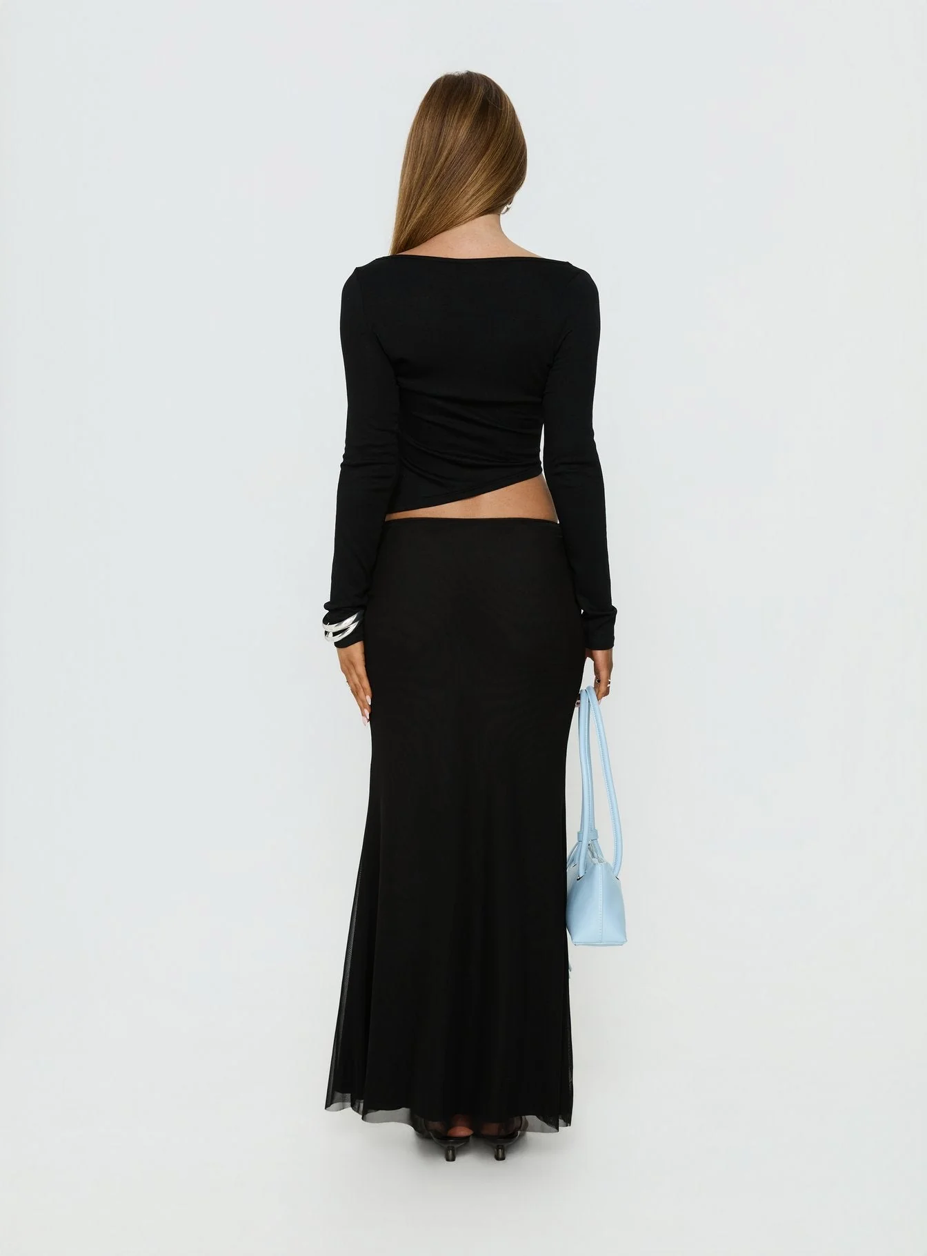 Caviar Tie Maxi Skirt Black - Image 4