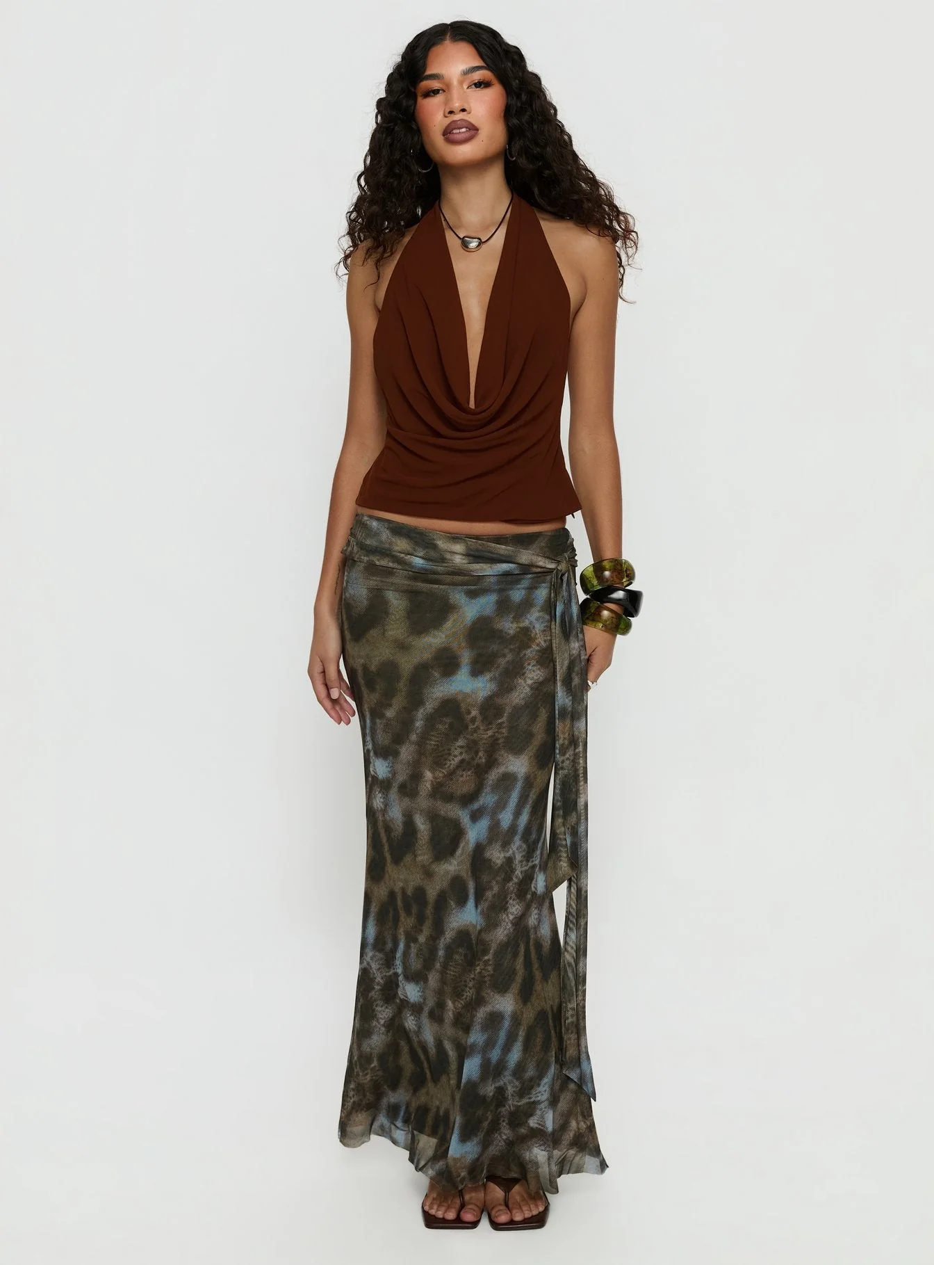 Caviar Tie Maxi Skirt Leopard - Image 2