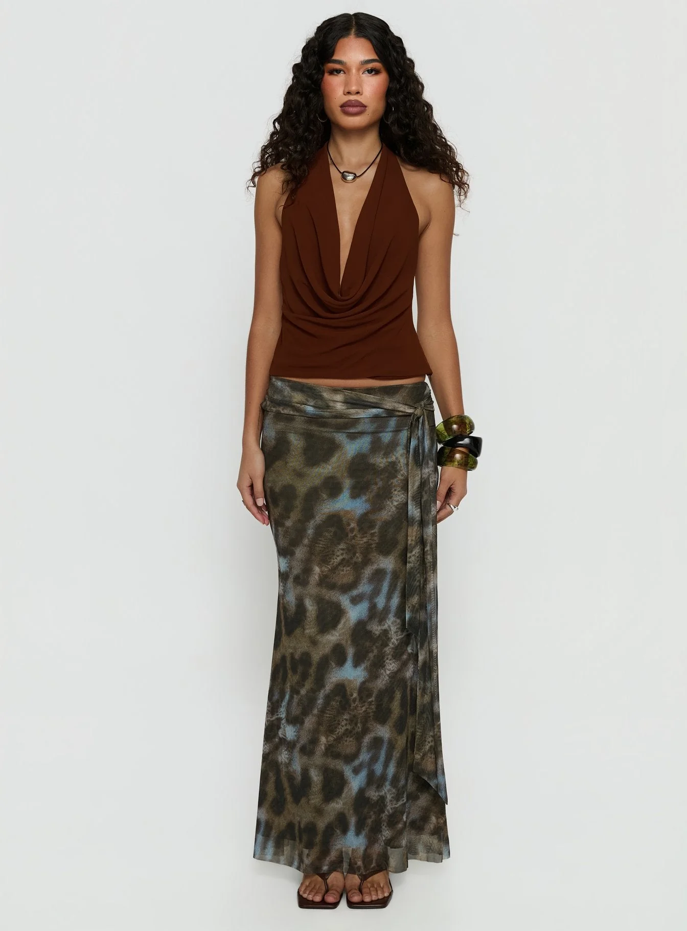 Caviar Tie Maxi Skirt Leopard - Image 7