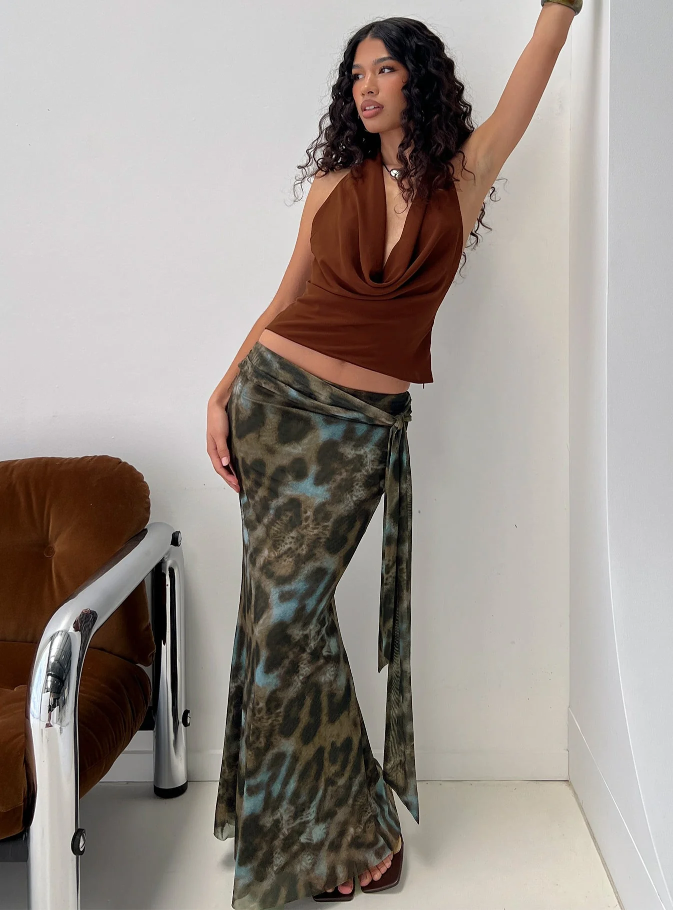 Caviar Tie Maxi Skirt Leopard - Image 8