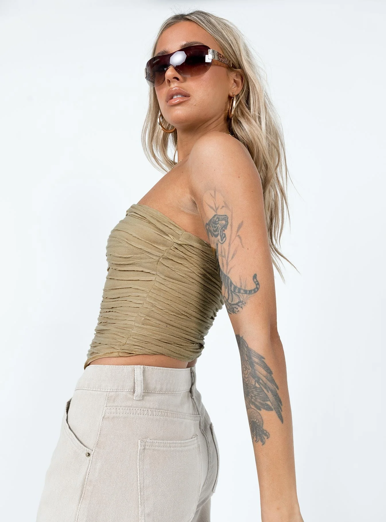 Cecile Strapless Top Mushroom - Image 4