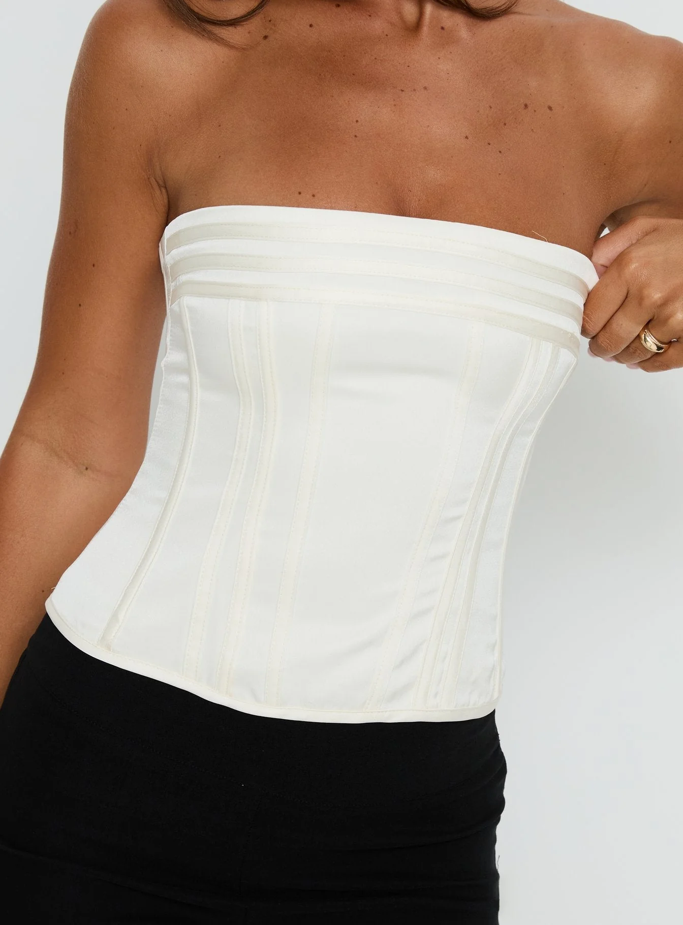 Cecilie Strapless Corset Top Cream - Image 6