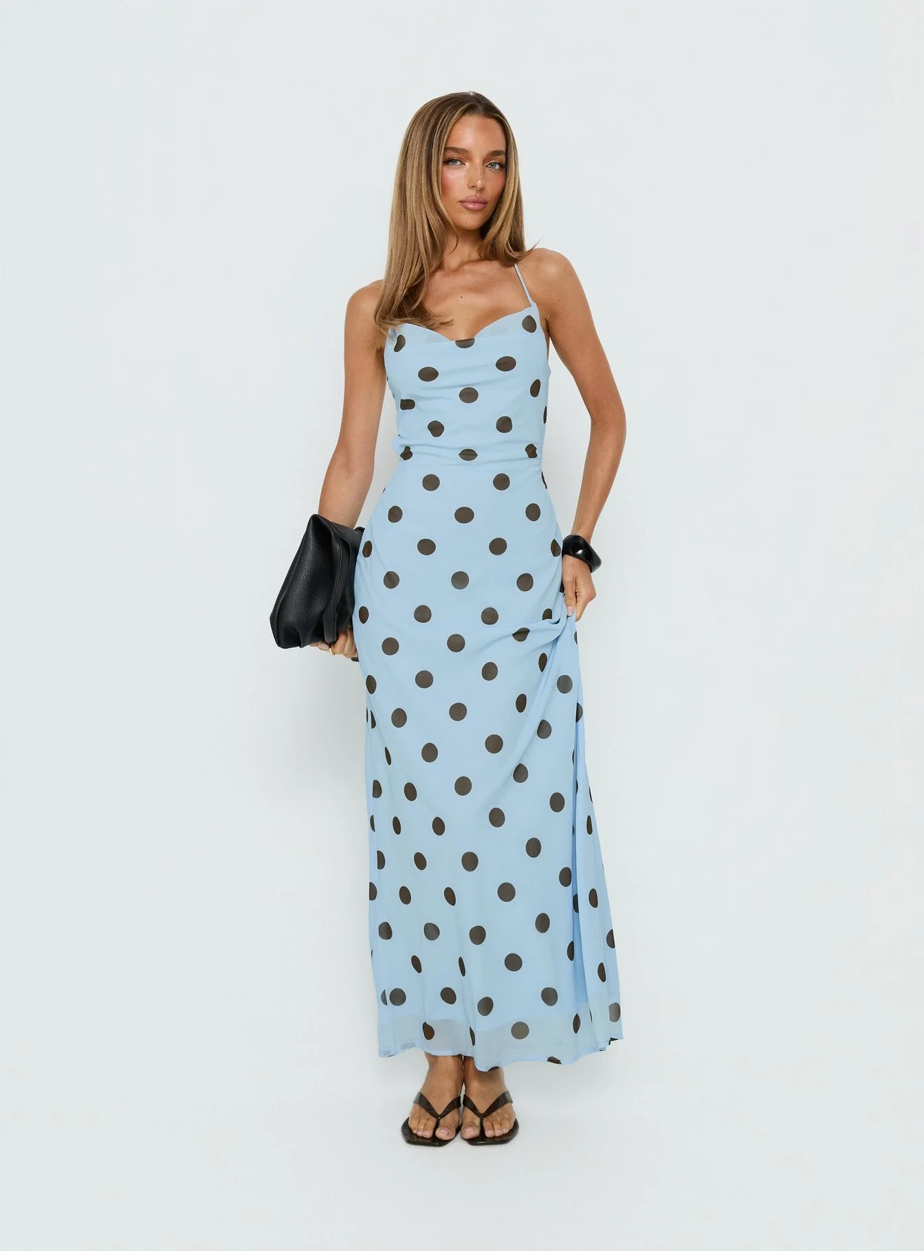 Celena Maxi Dress Blue Polka Dot - Image 3