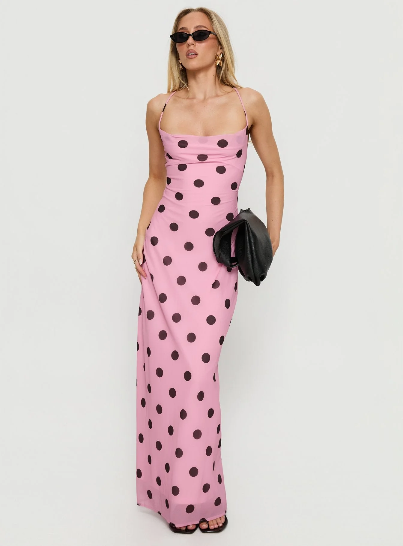 Celena Maxi Dress Pink / Brown Polka Dot - Image 2