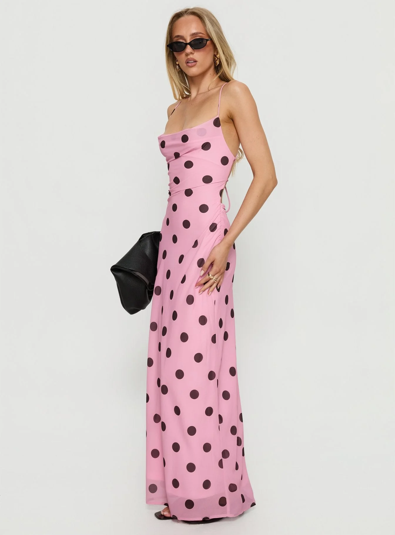 Celena Maxi Dress Pink / Brown Polka Dot - Image 4